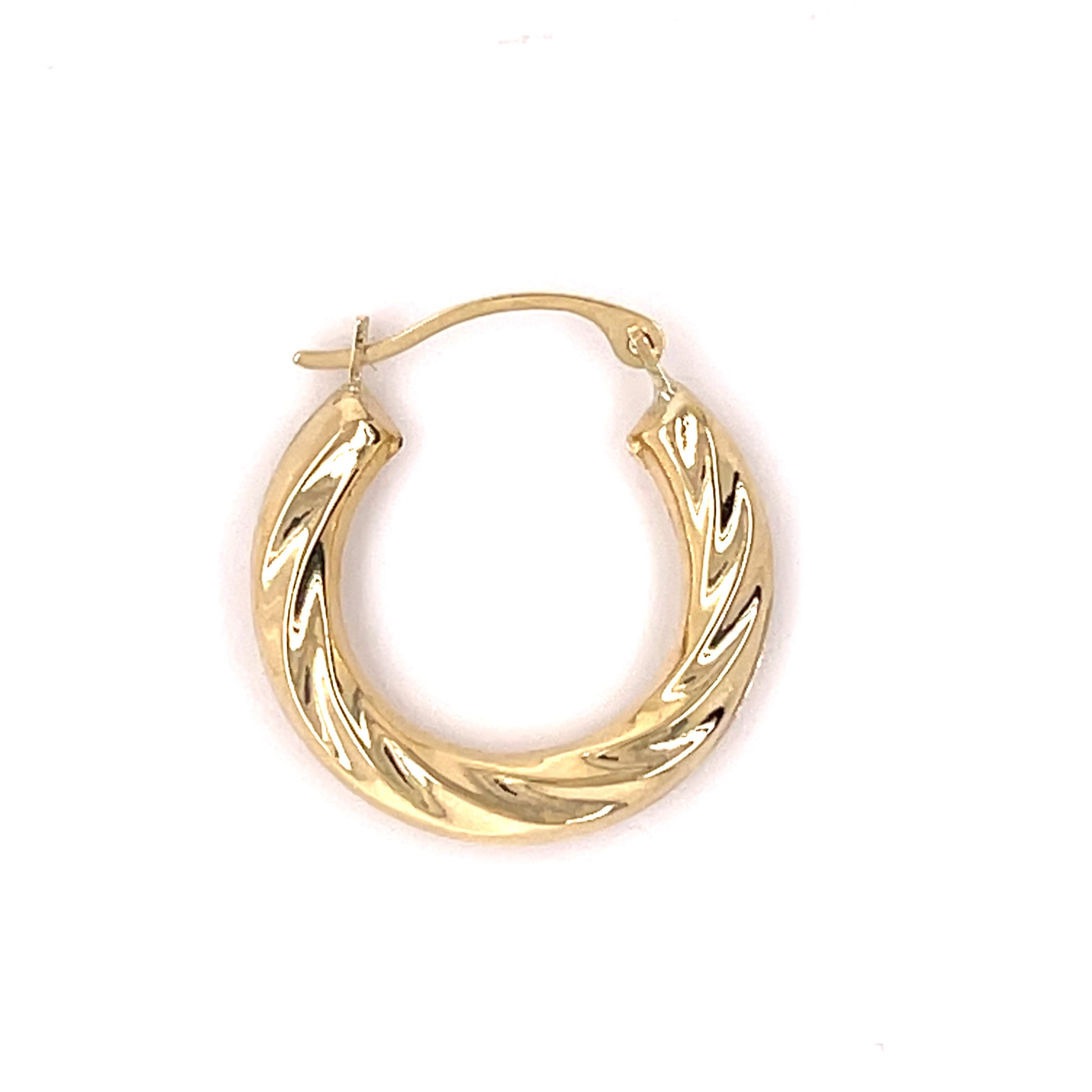 14K Gold Small & Lightweight 20mm Twisted Hoop Earring Set. made of real gold, resistant to tarnish and water. Latch back closure.