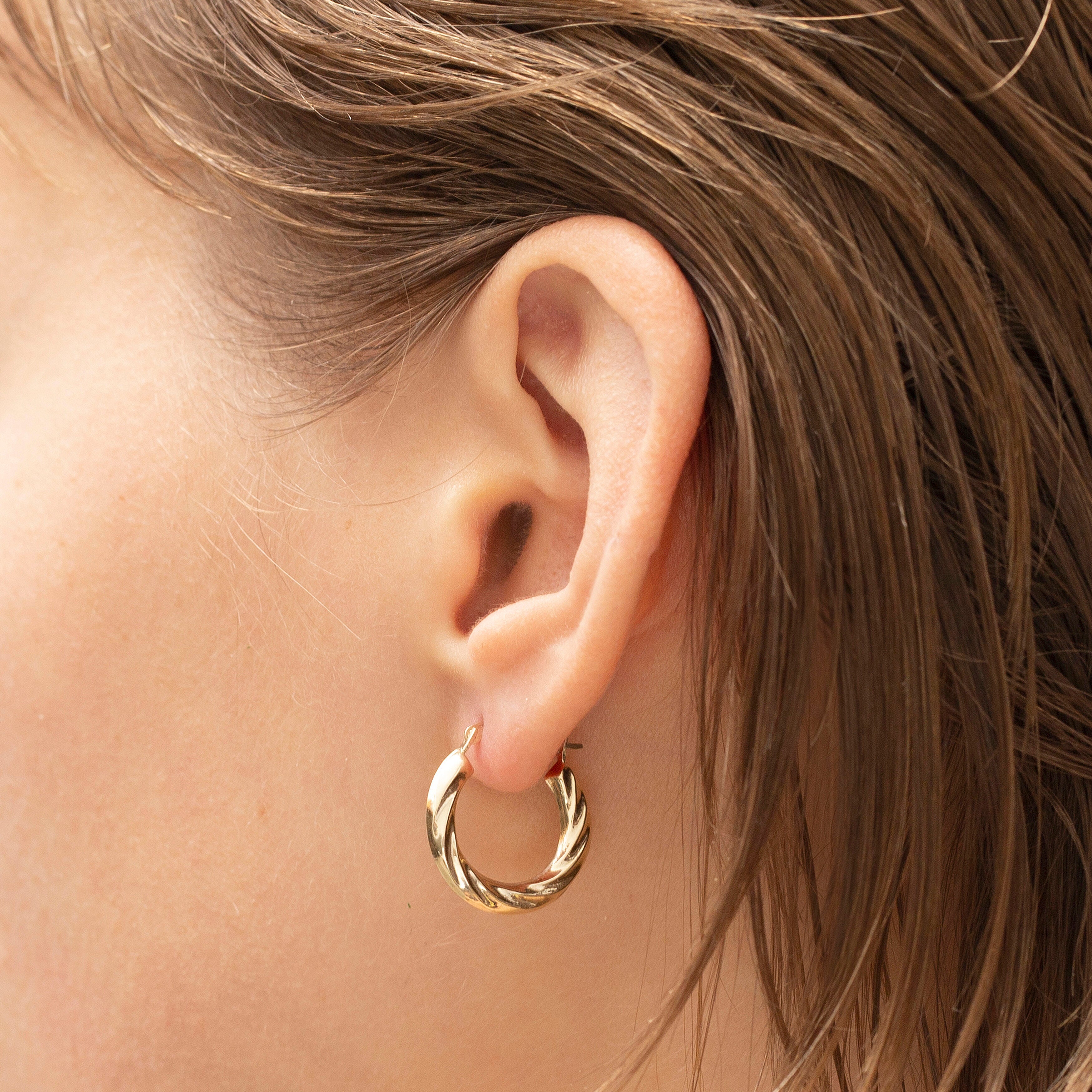 14K Gold 20mm Twisted Hoops