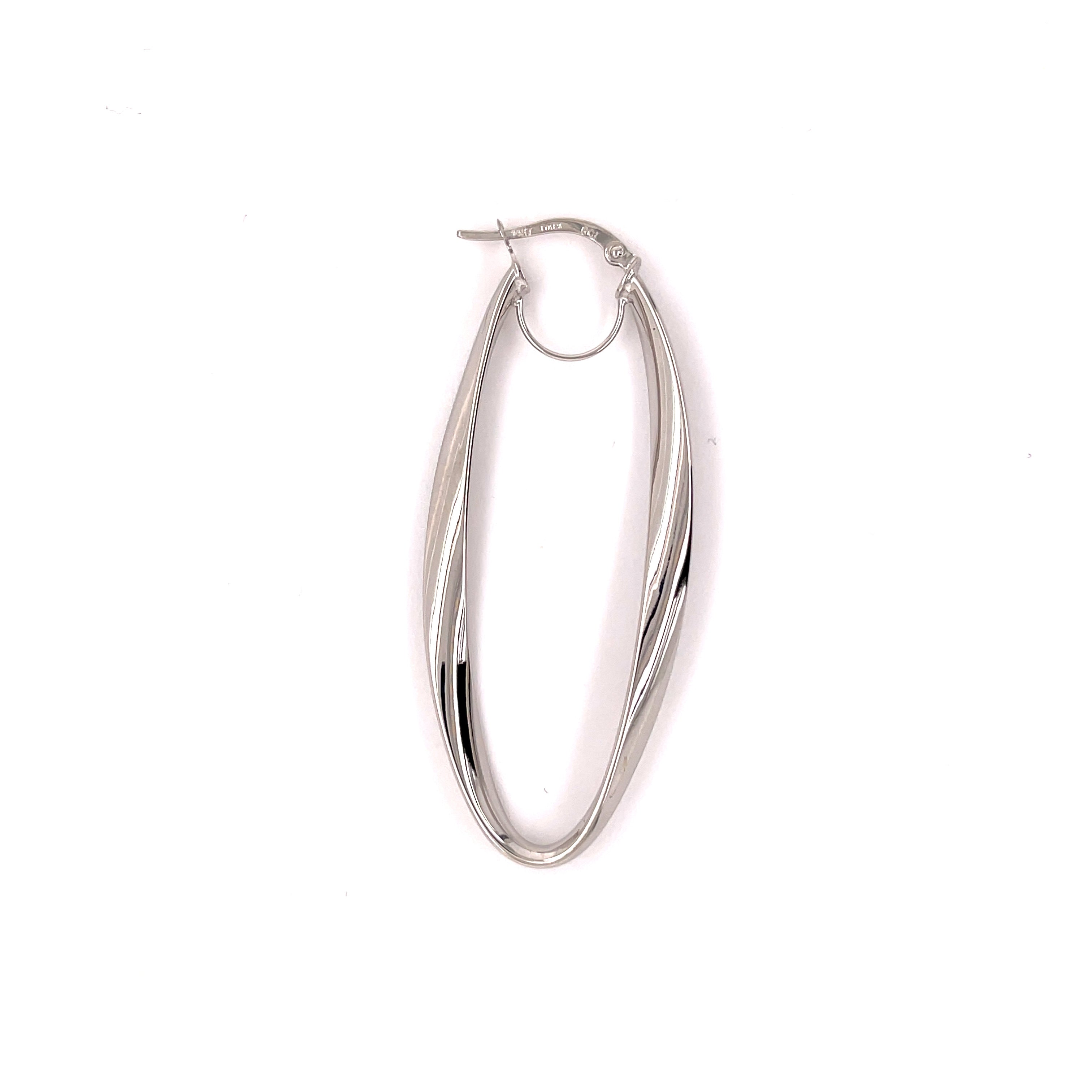 14K Gold Large Twist Oval Hoop Earring Set