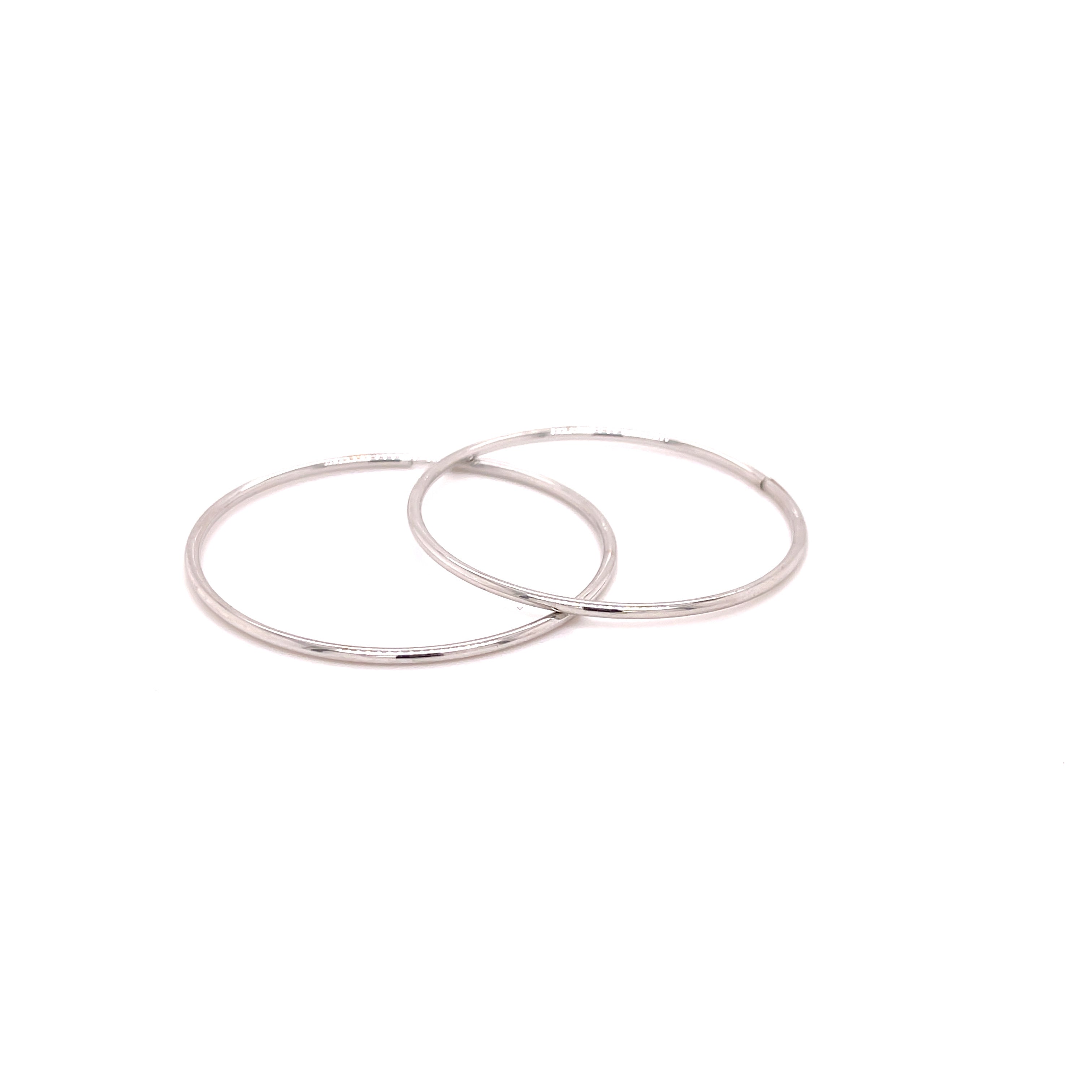 14K White Gold Thin Endless Hoop Earrings 30mm
