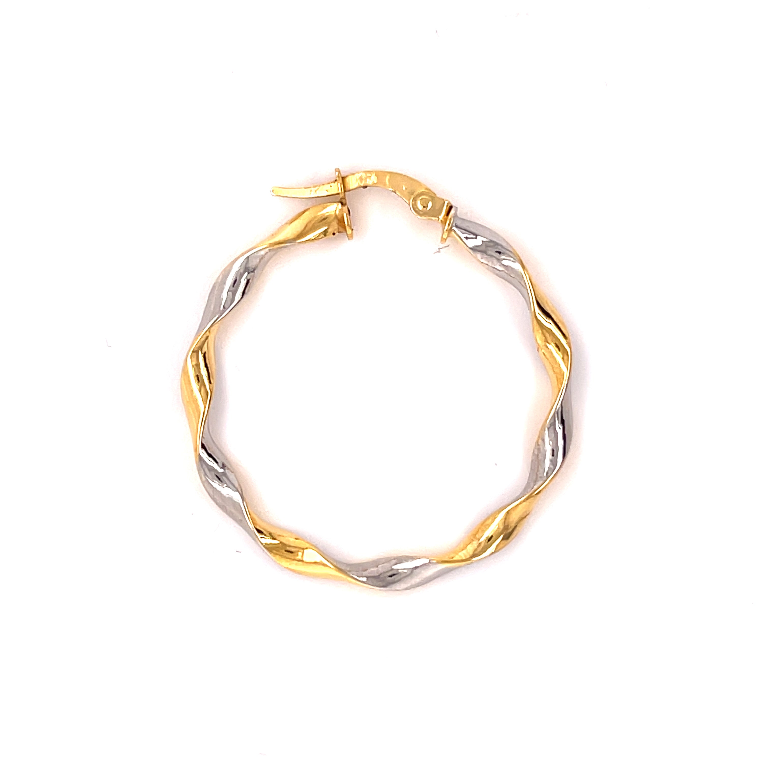 14K Two Tone Gold Twist Hoops