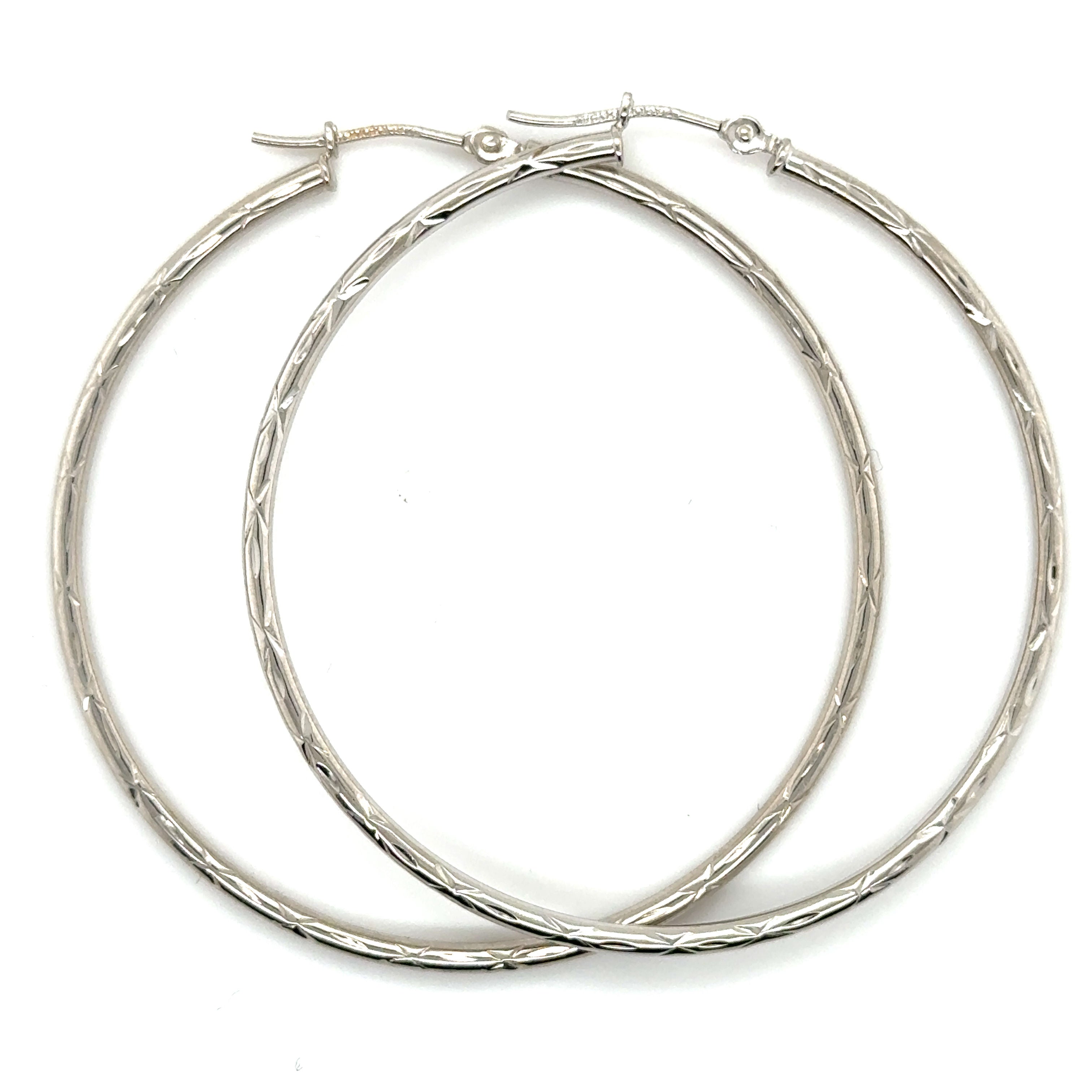 14K WHITE GOLD THIN HOOP EARRINGS