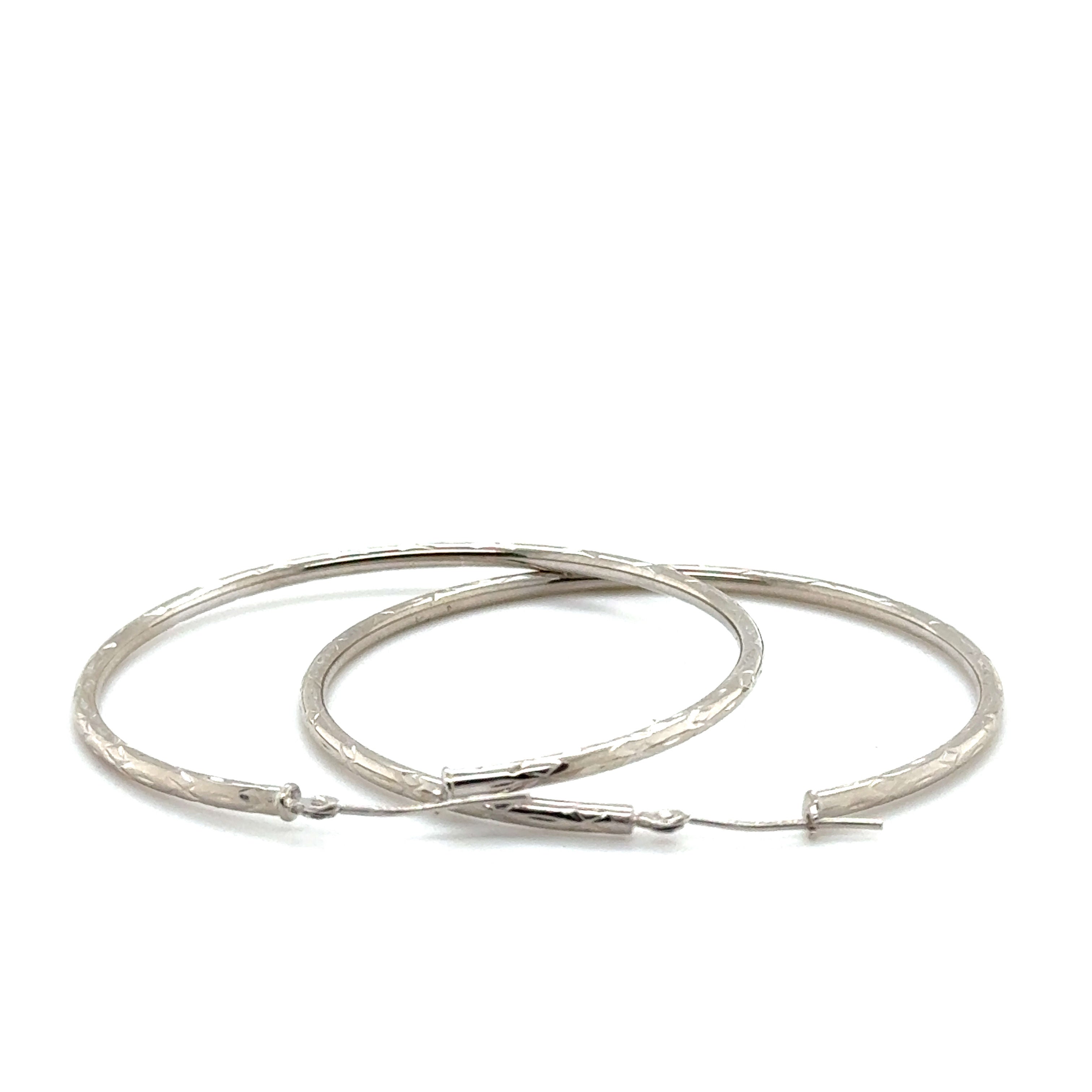 14K WHITE GOLD THIN HOOP EARRINGS
