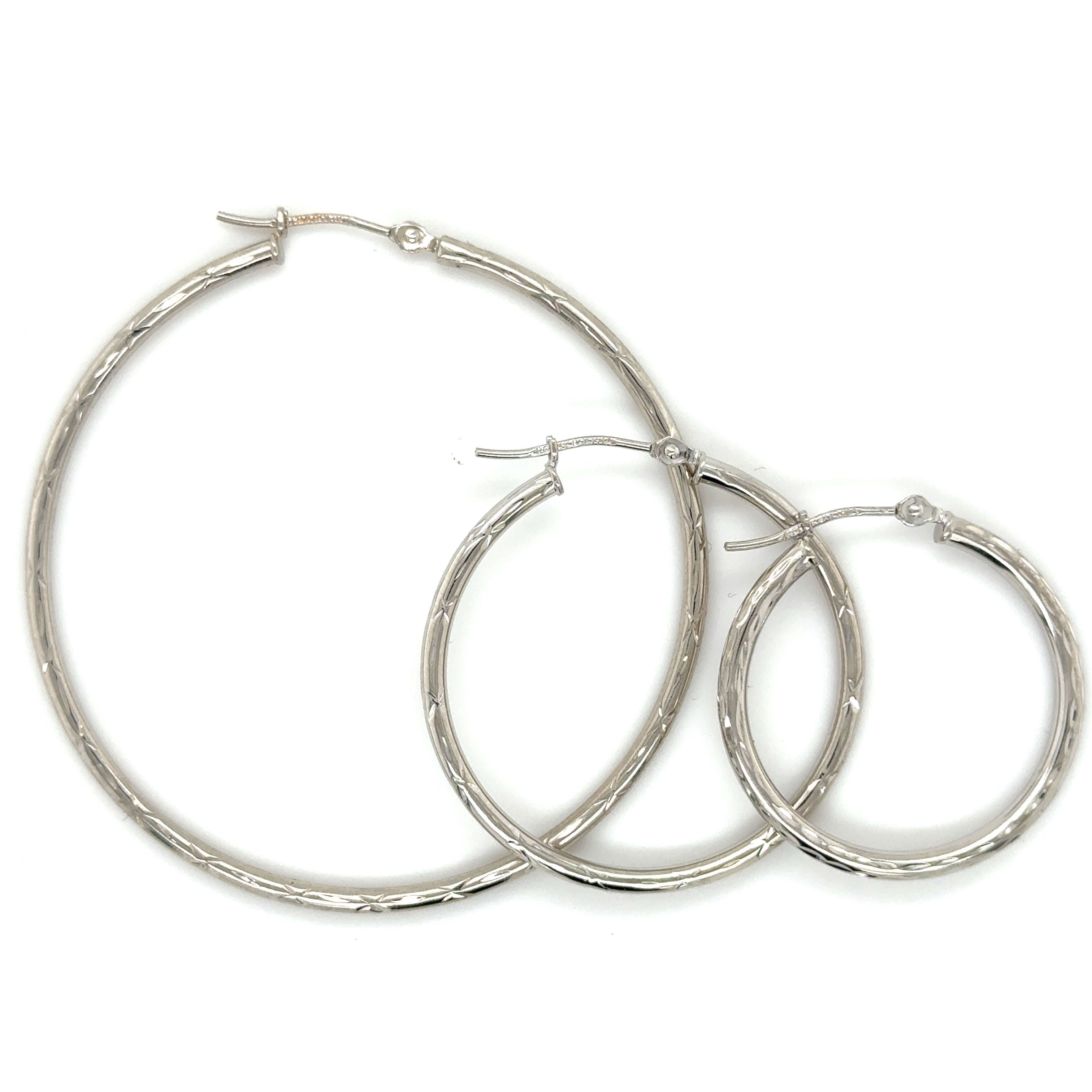 14K WHITE GOLD THIN HOOP EARRINGS