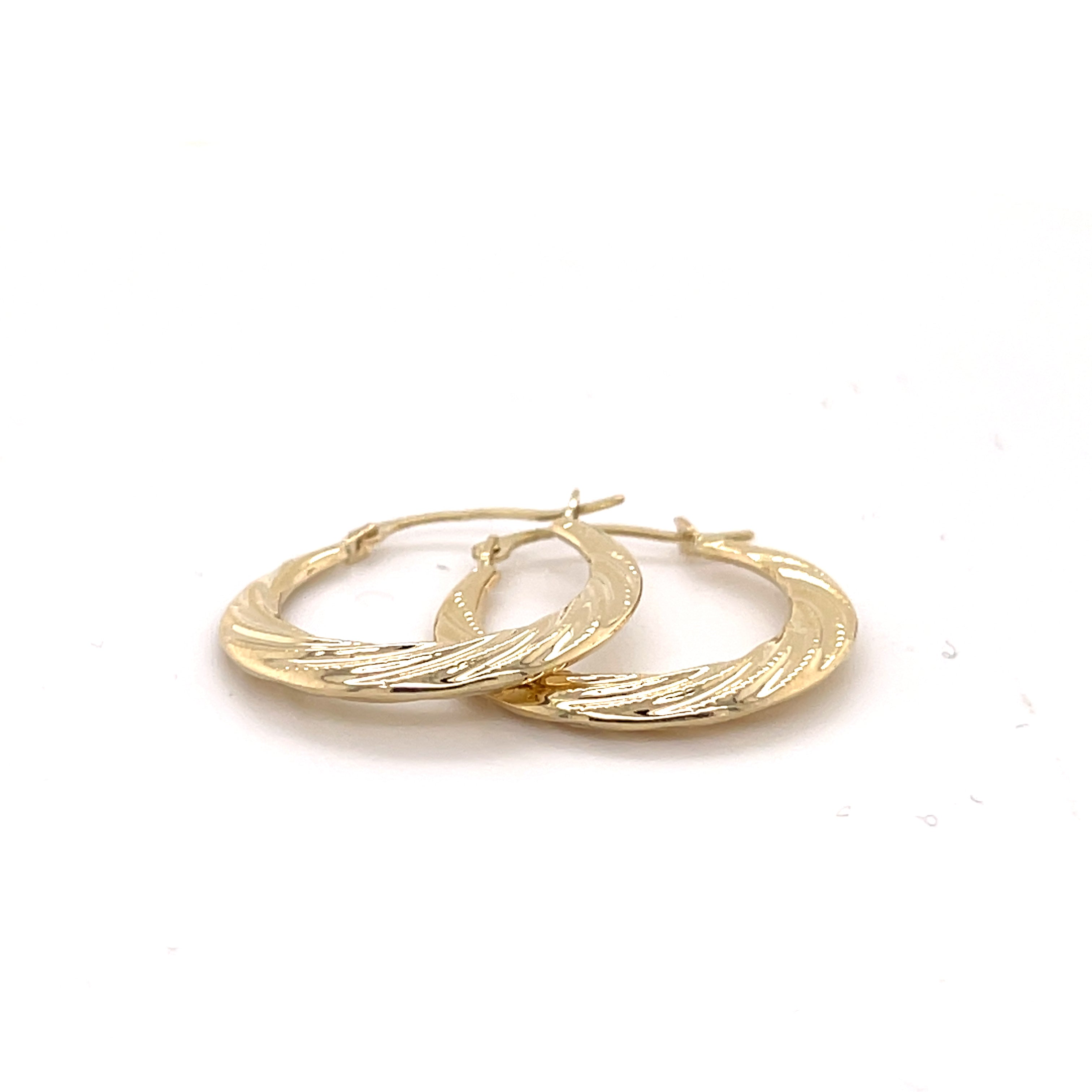 14K Gold Twist Milgrain Hoop Earrings