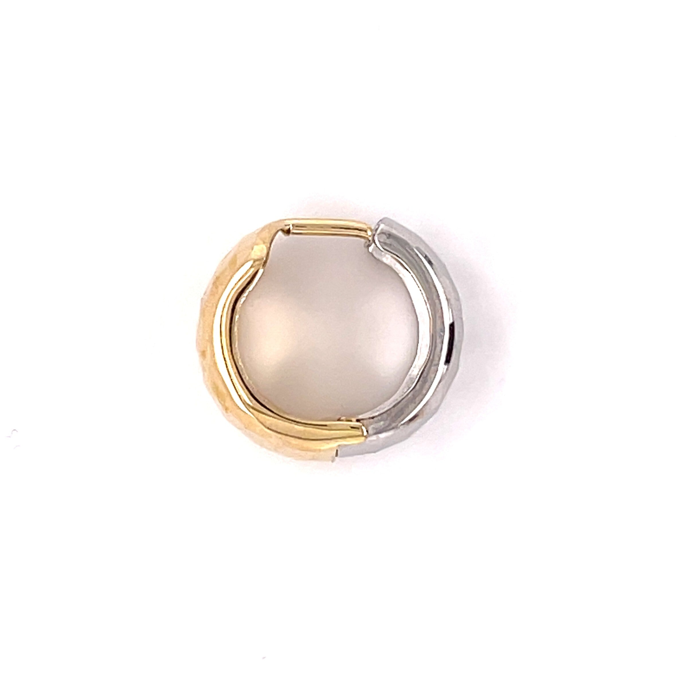 14K Two-Tone Gold Chunky Faceted Huggie Hoop Earrings