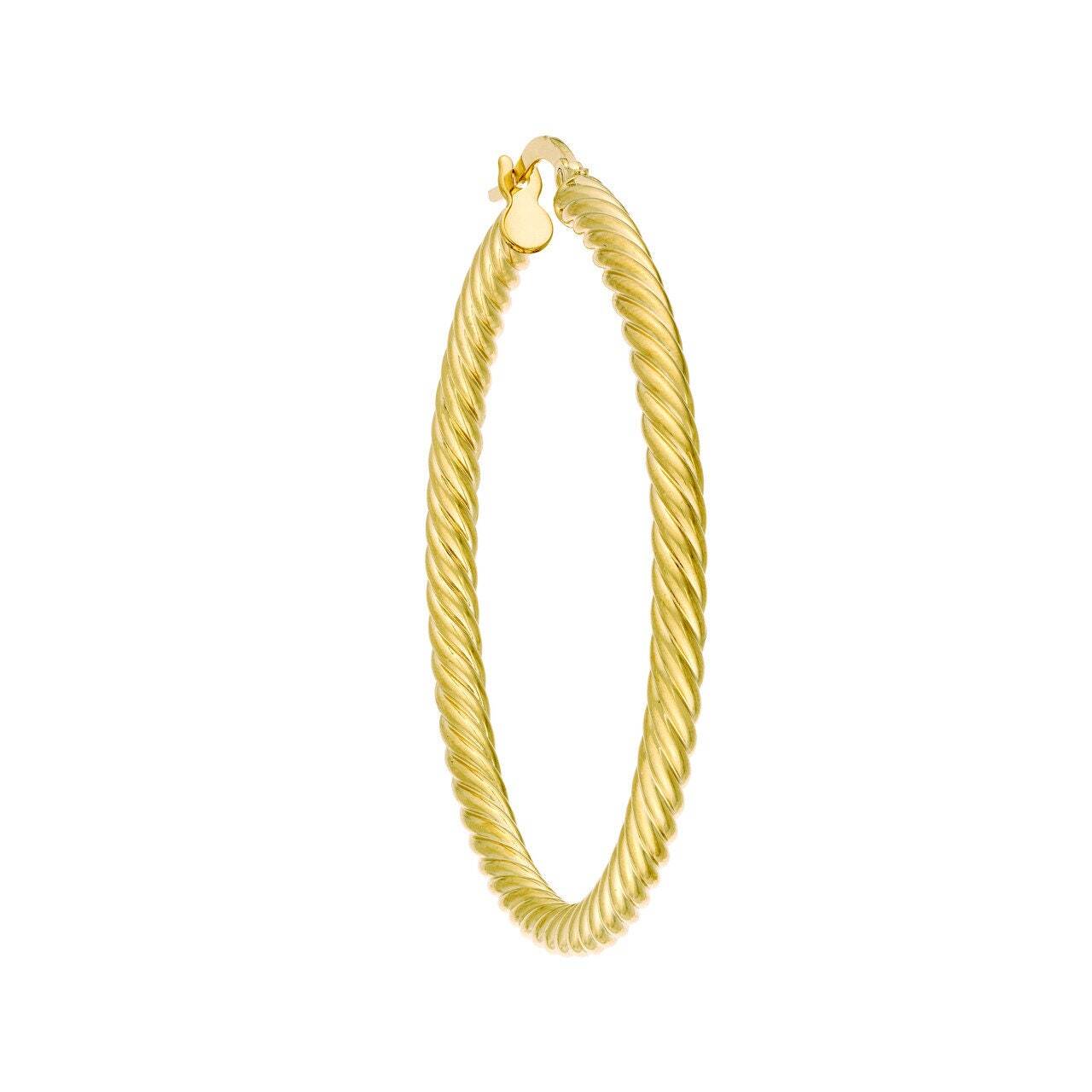 14K Gold Twist Rope Hoops