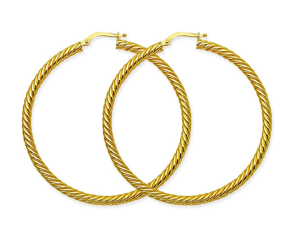 14K Gold Twist Rope Hoops
