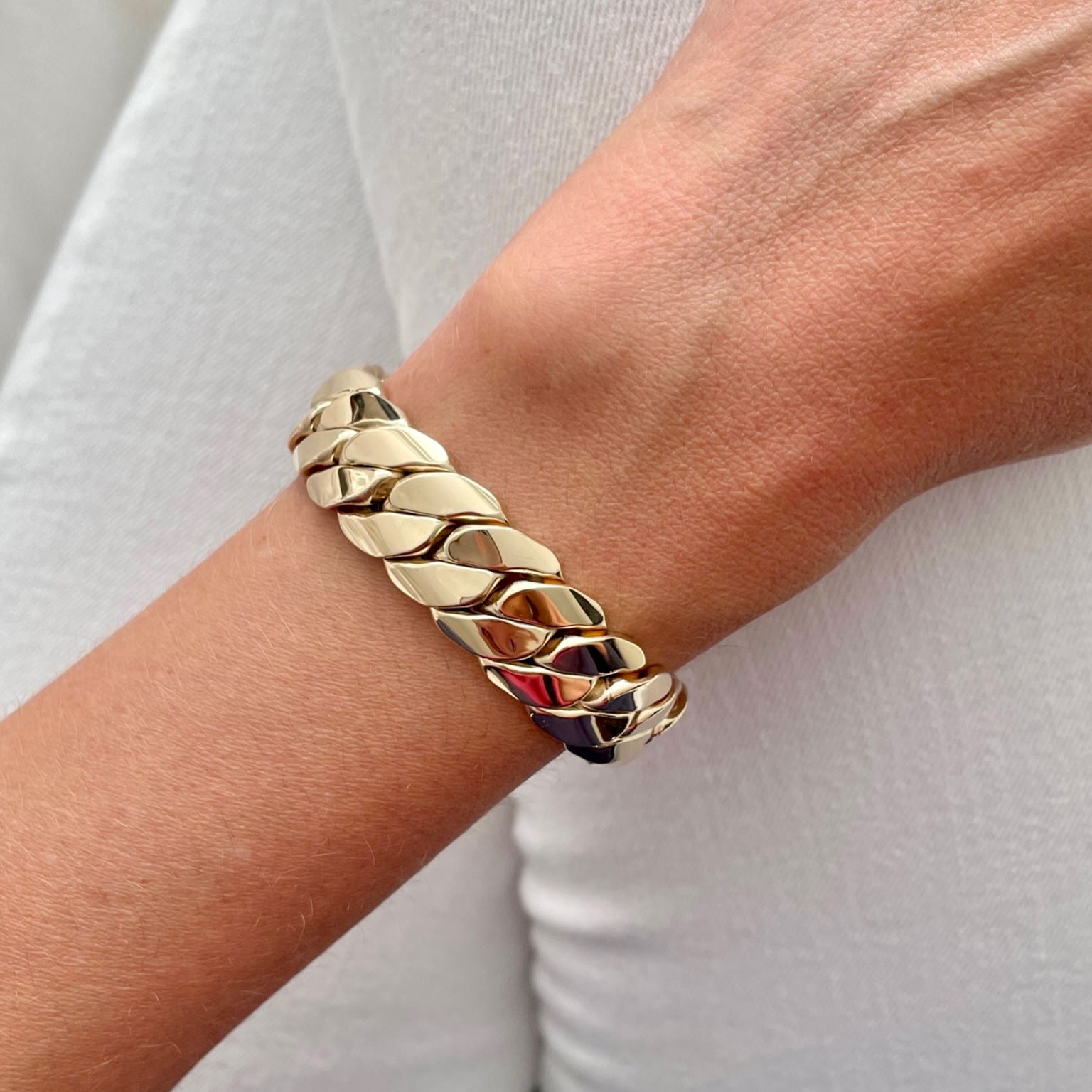 14K Gold Chunky Miami Cuban Bracelet Women
