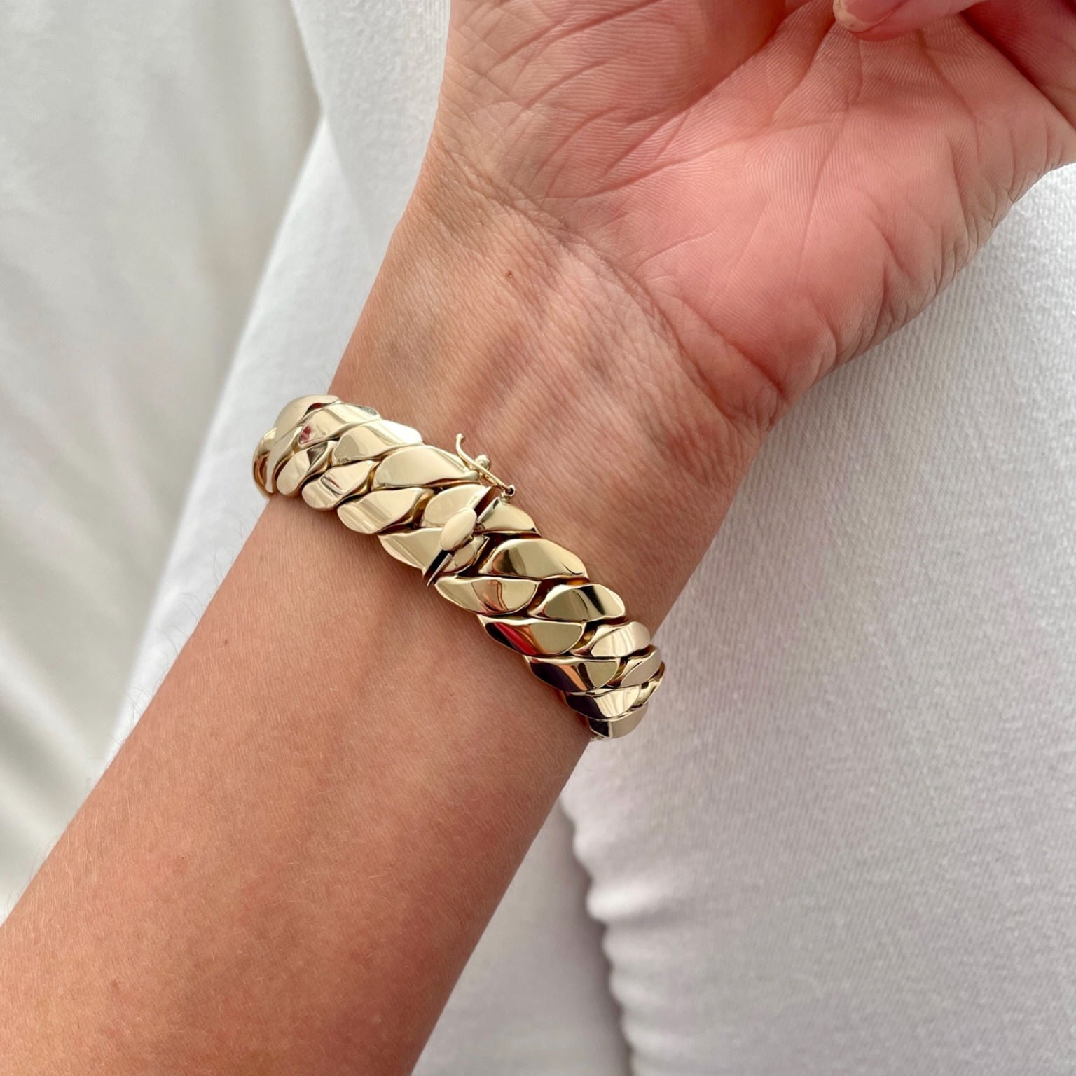 14K Gold Chunky Miami Cuban Bracelet Women