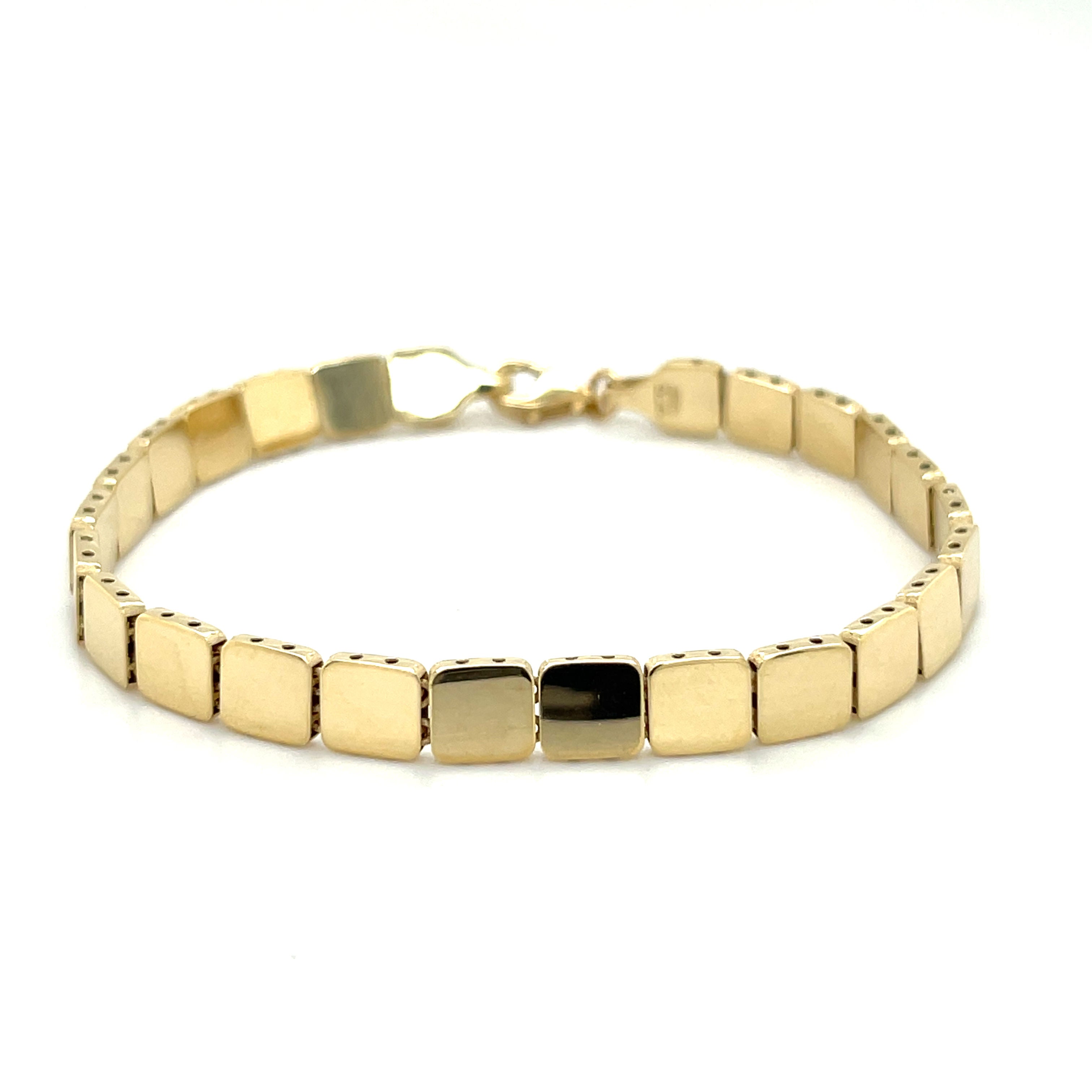 14K Gold Square Link Bracelet