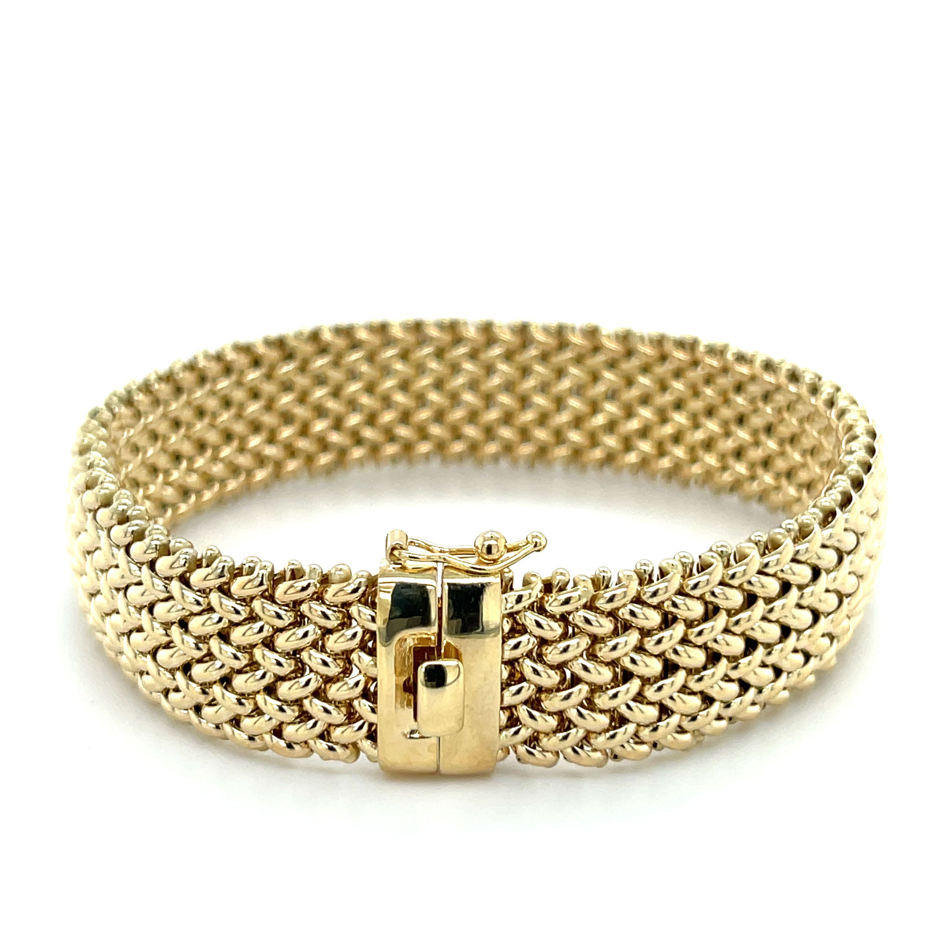 14K Yellow Gold Thick Mesh Bracelets