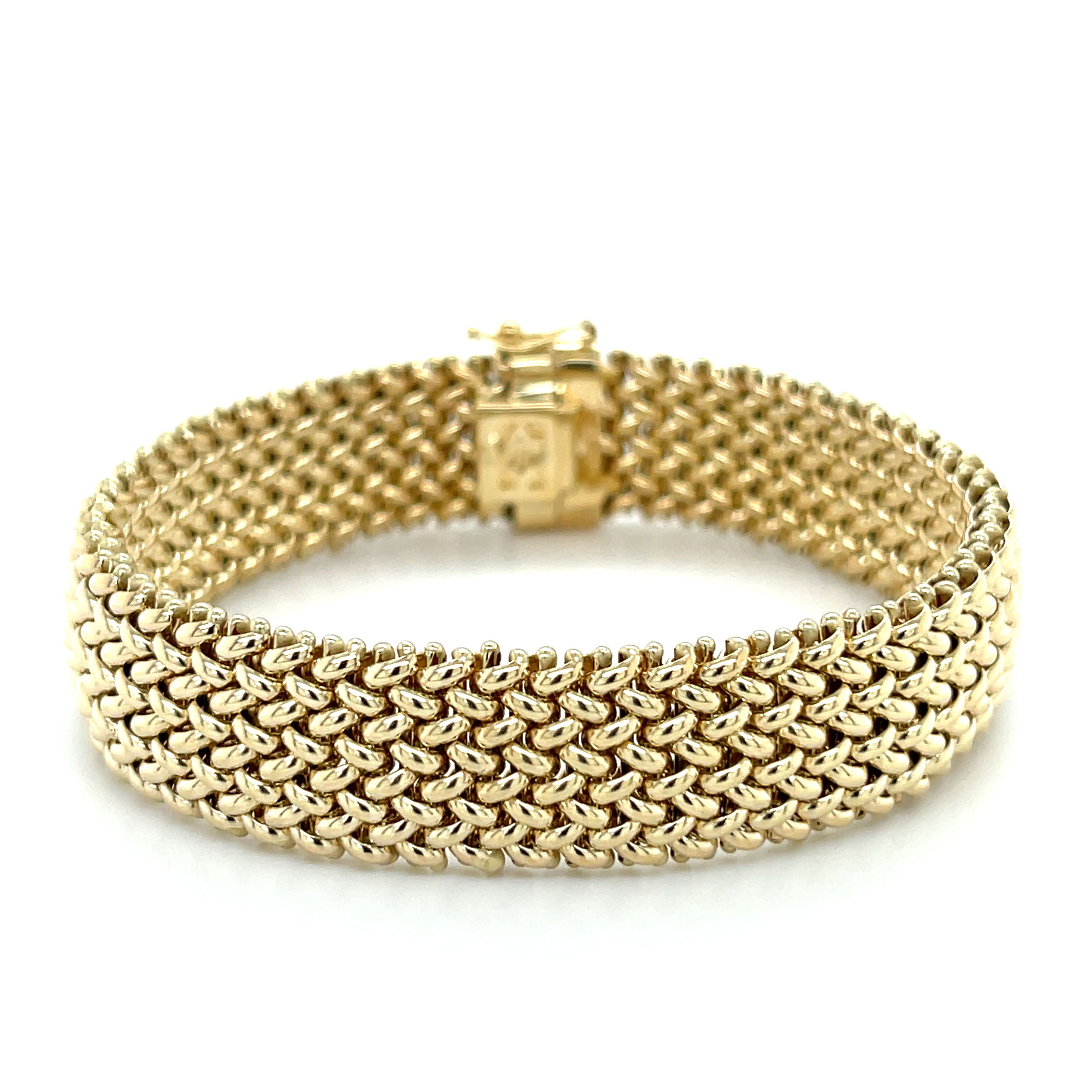 14K Yellow Gold Thick Mesh Bracelets