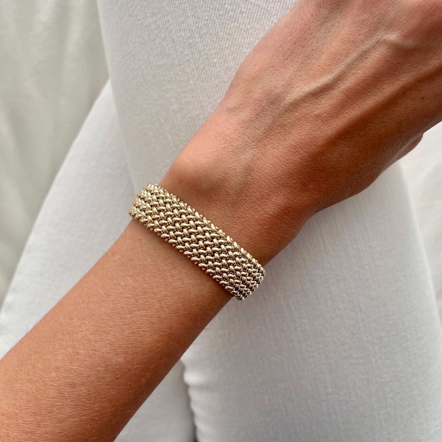 14K Yellow Gold Thick Mesh Bracelets