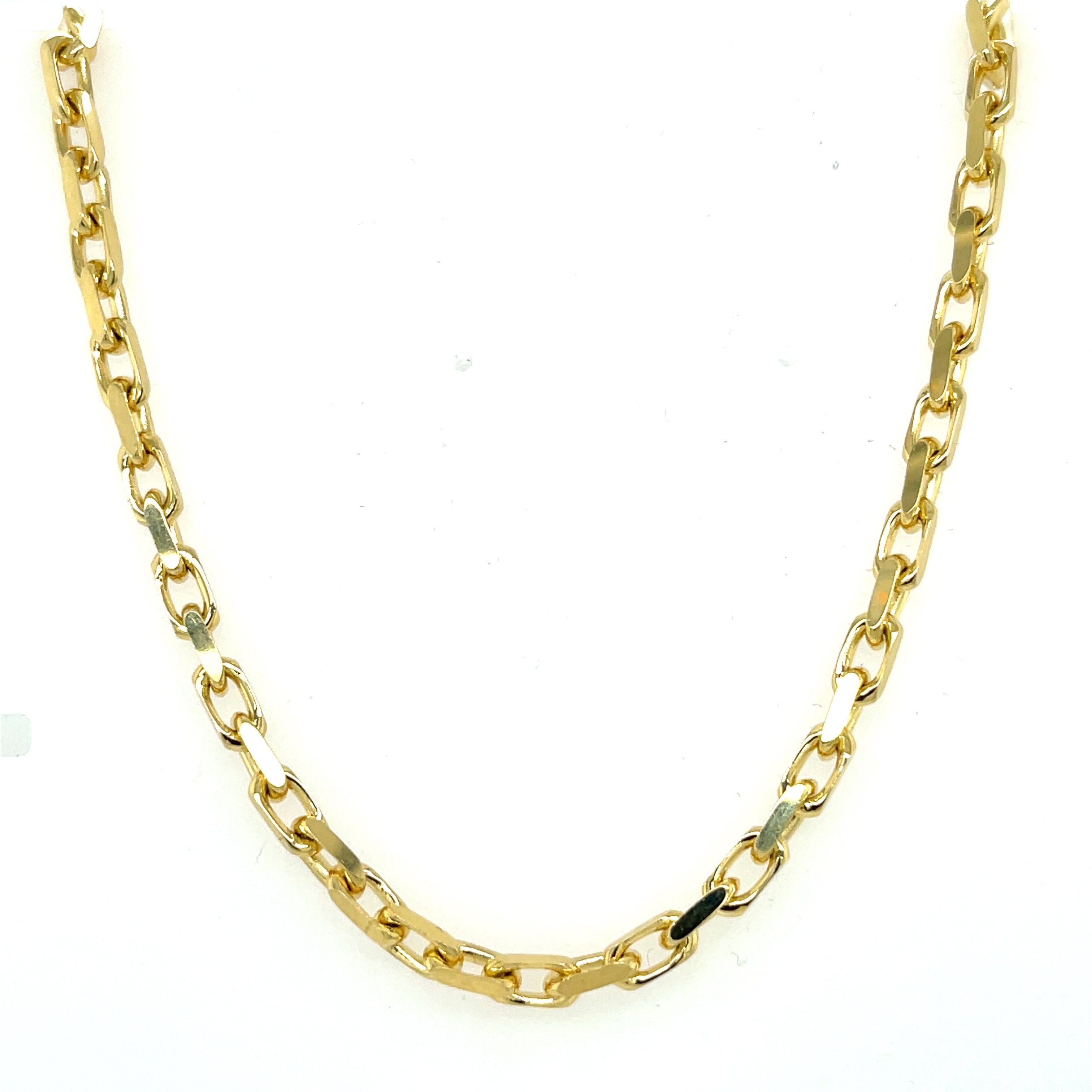 14K Solid Yellow Gold Thick Cable Link Chain Necklace