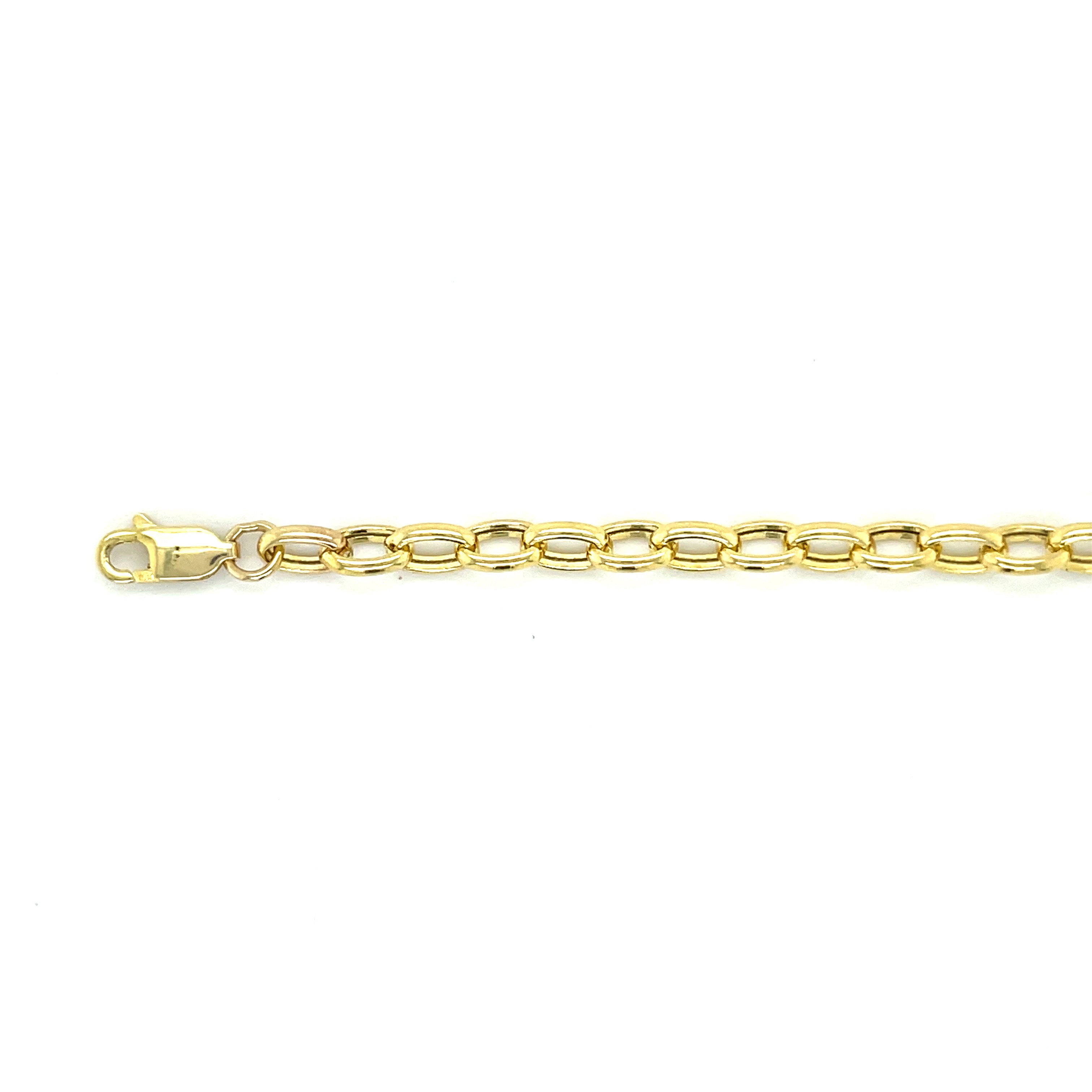 14K Gold Oval Rolo Necklace With Push Clasp