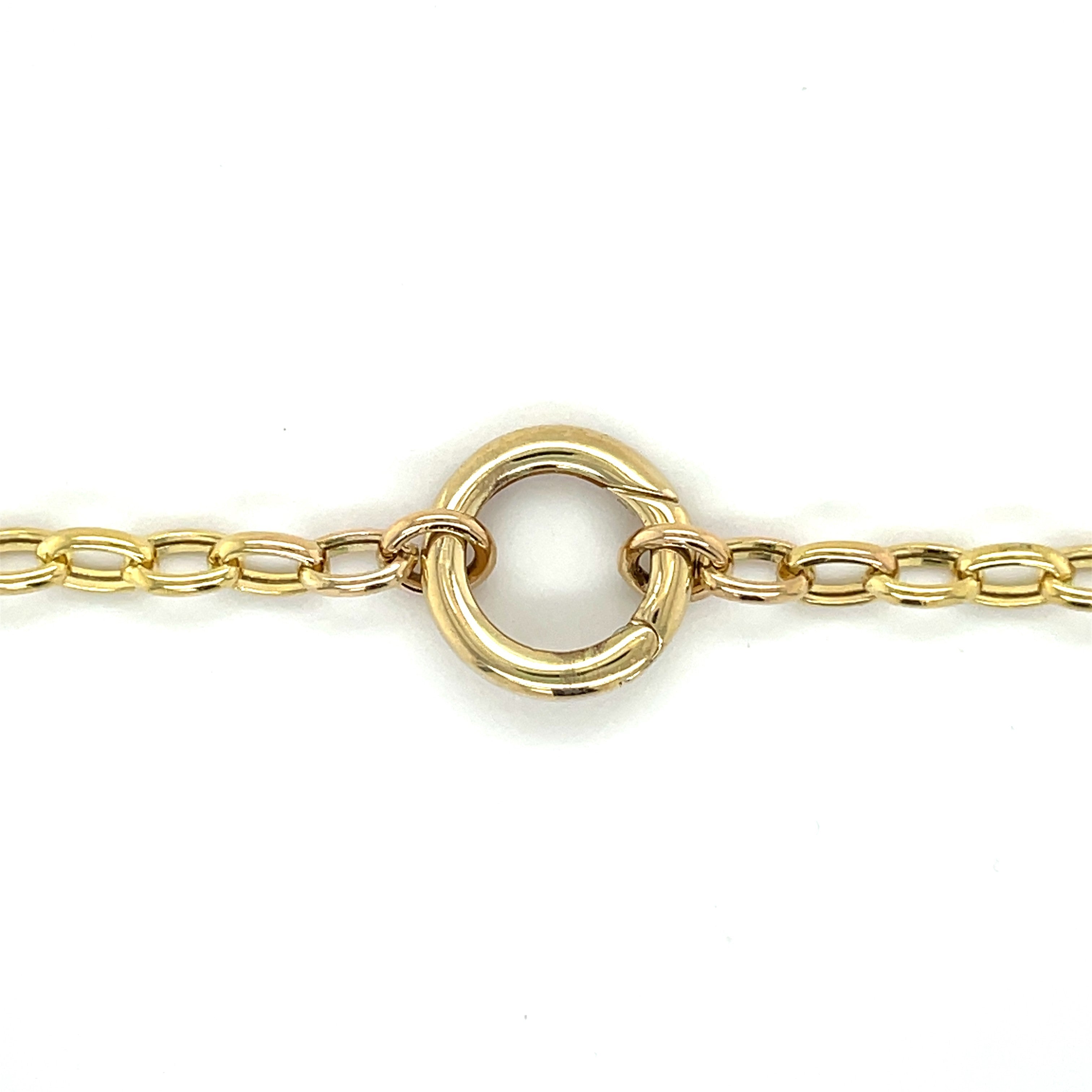 14K Gold Oval Rolo Necklace With Push Clasp