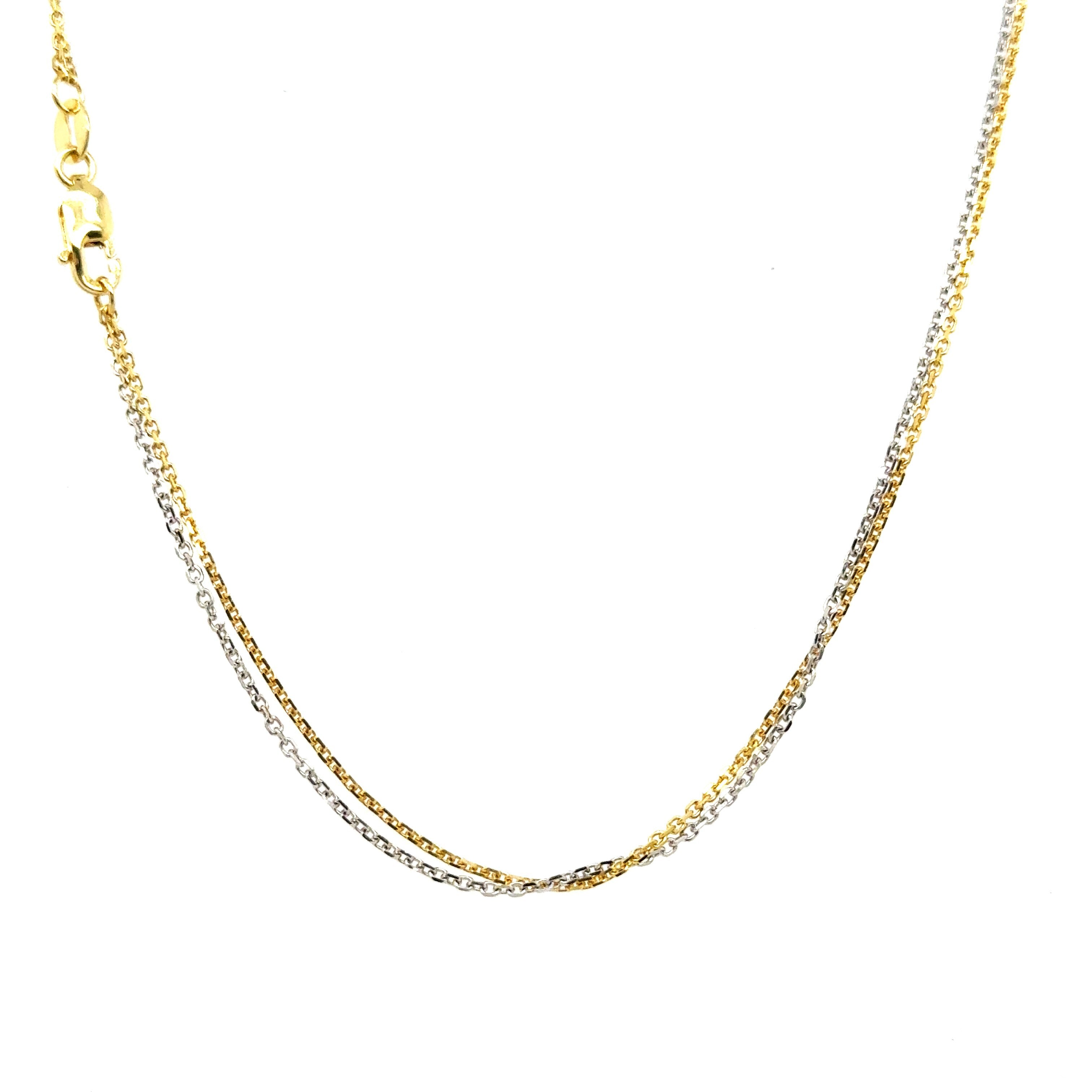 14K Two Tone Gold Double Stand Cable Necklace
