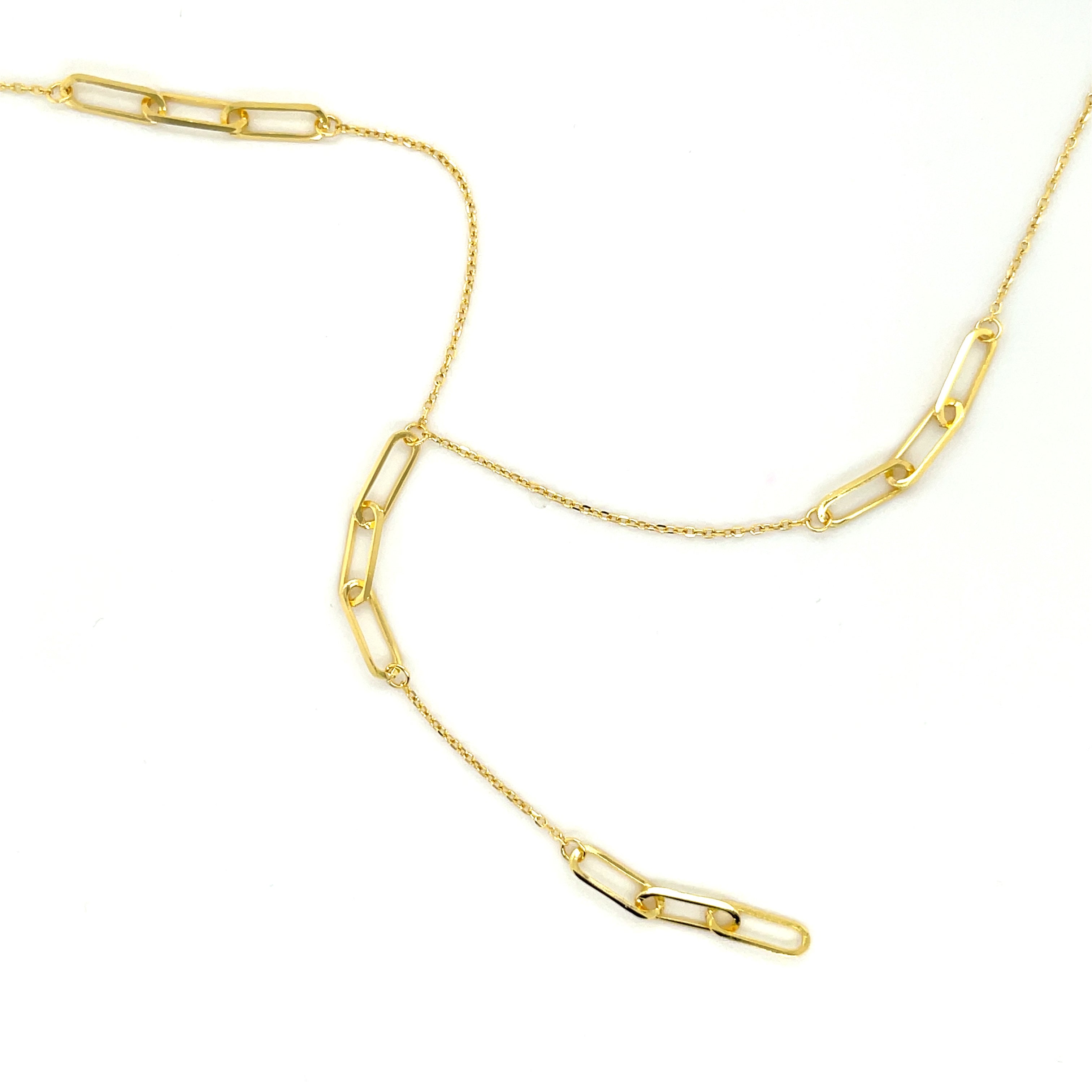 14K Gold Paperclip Lariat
