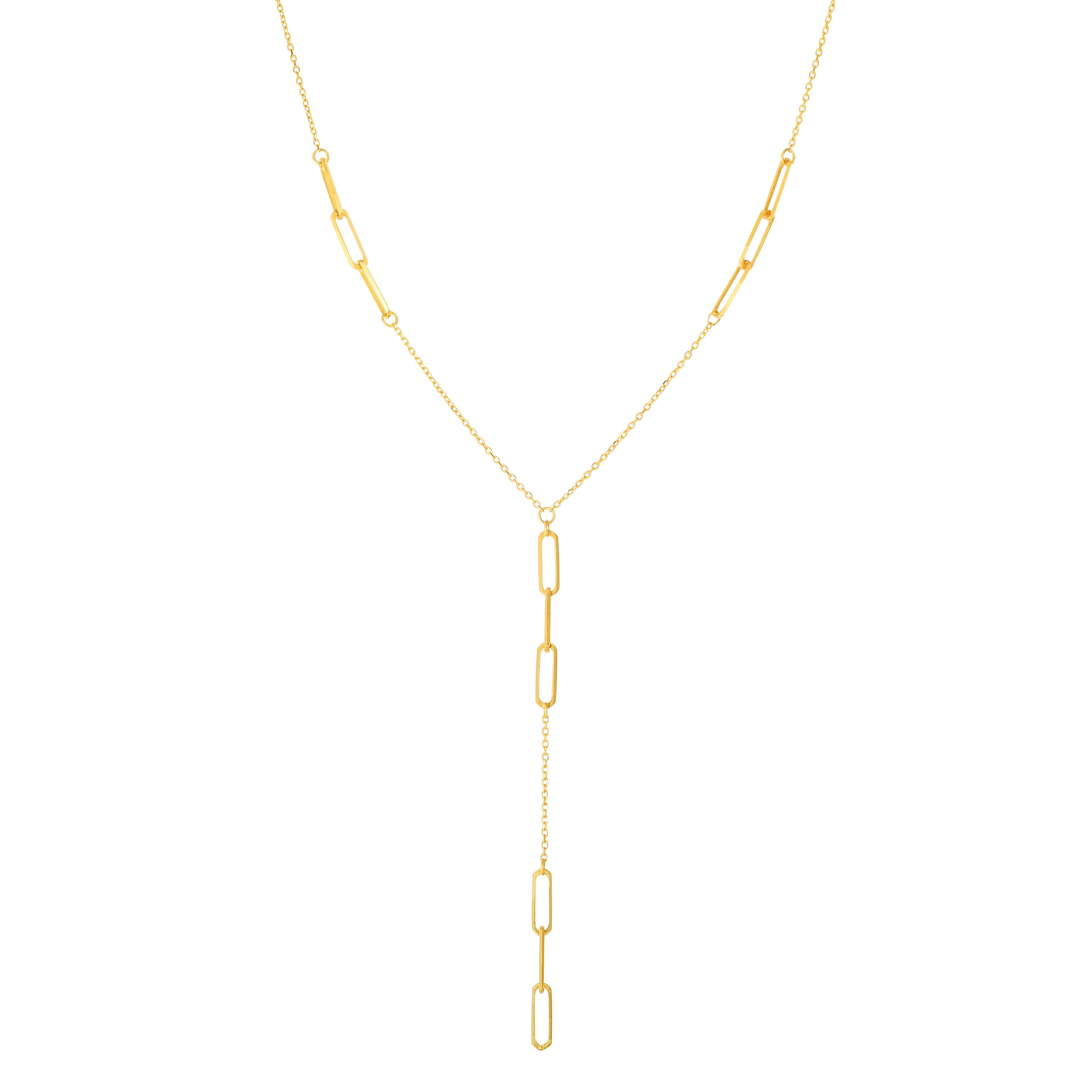 14K Gold Paperclip Lariat