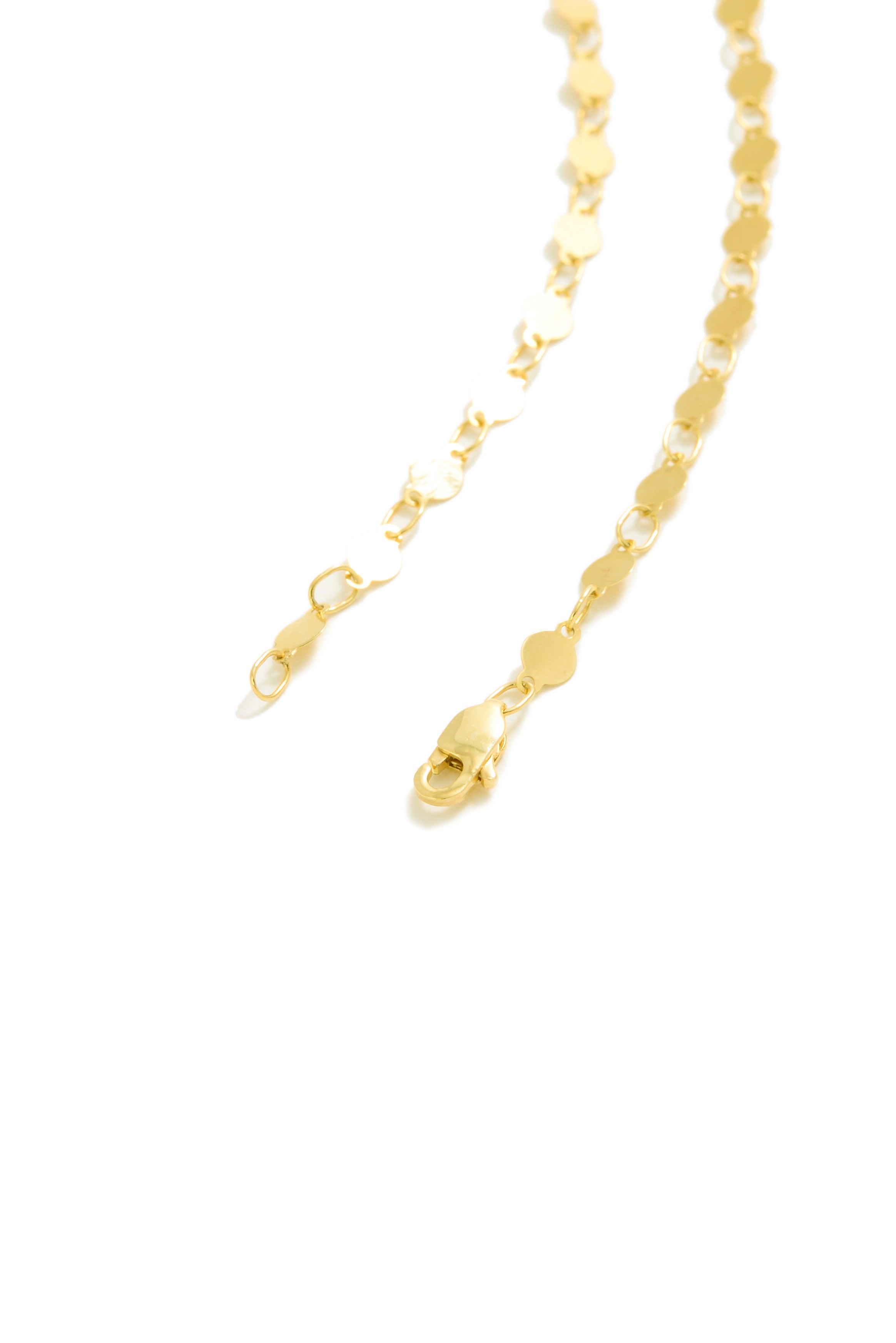 14K Gold Mirror Link Lariat Y Necklace