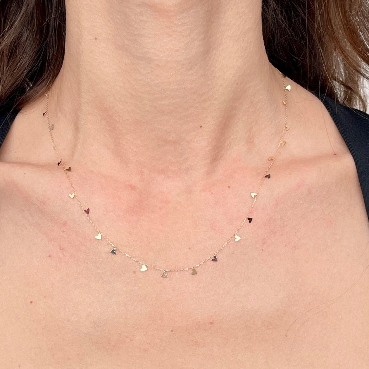 14K Gold Dangling Heart Necklace