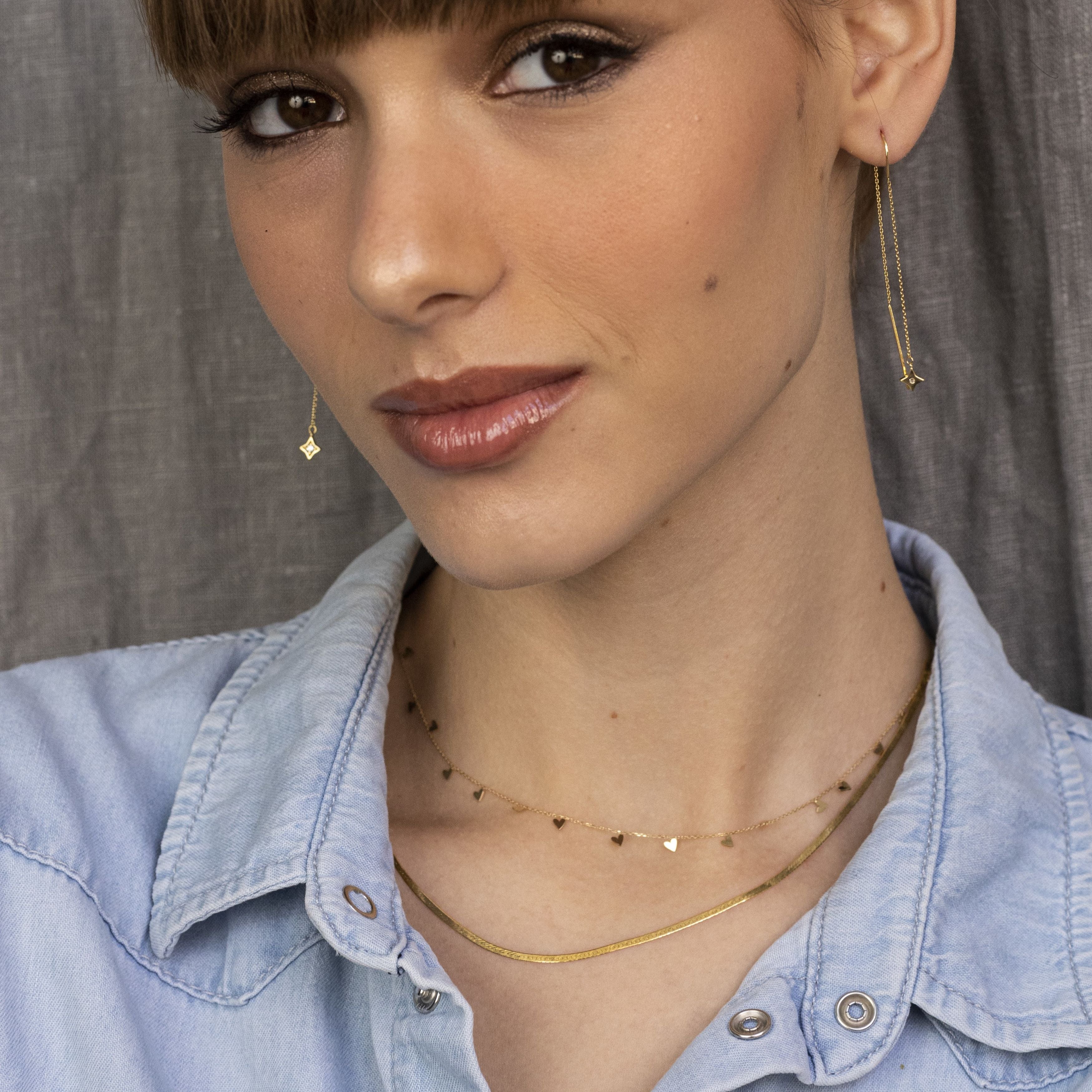 14K Gold Dangling Heart Necklace