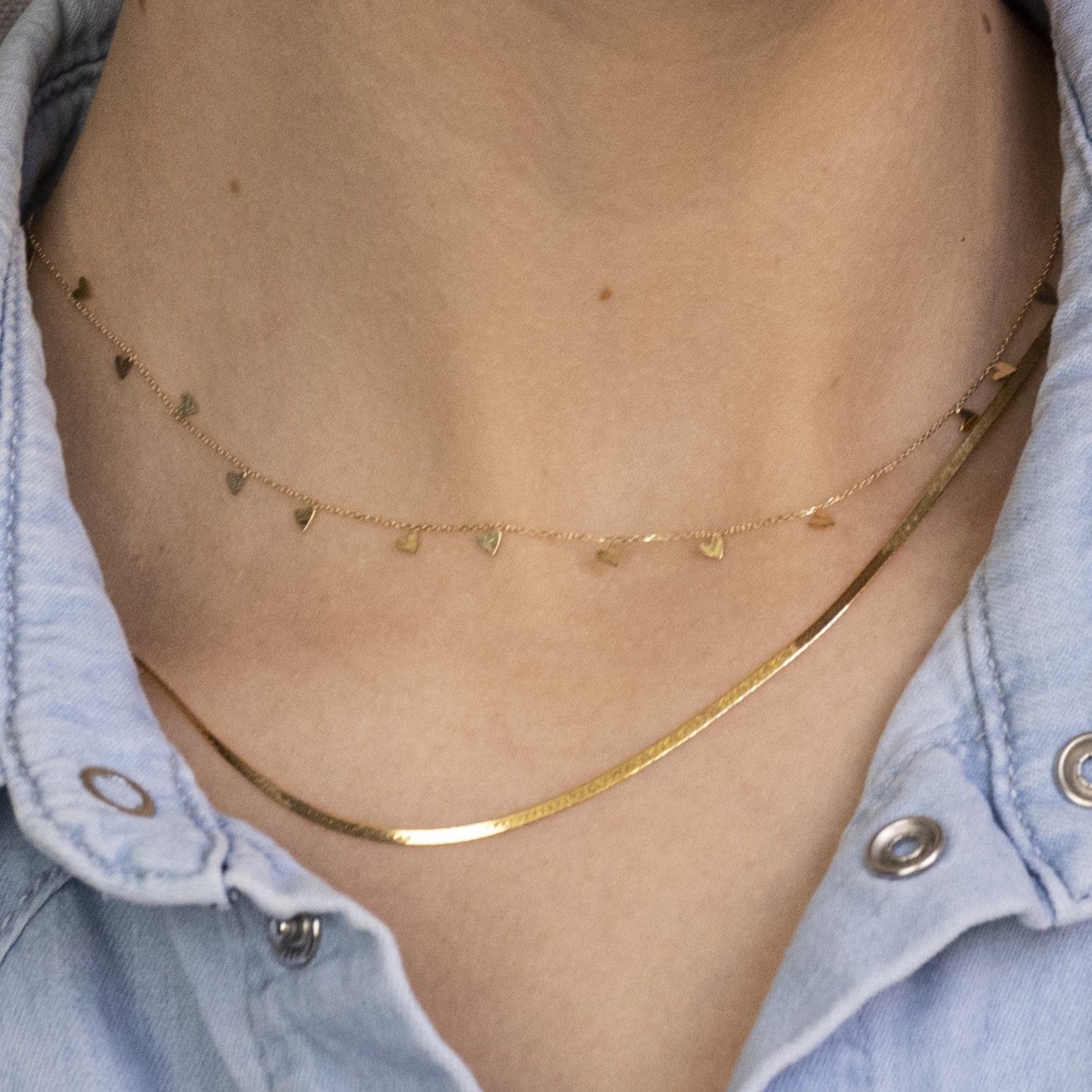 14K Gold Dangling Heart Necklace