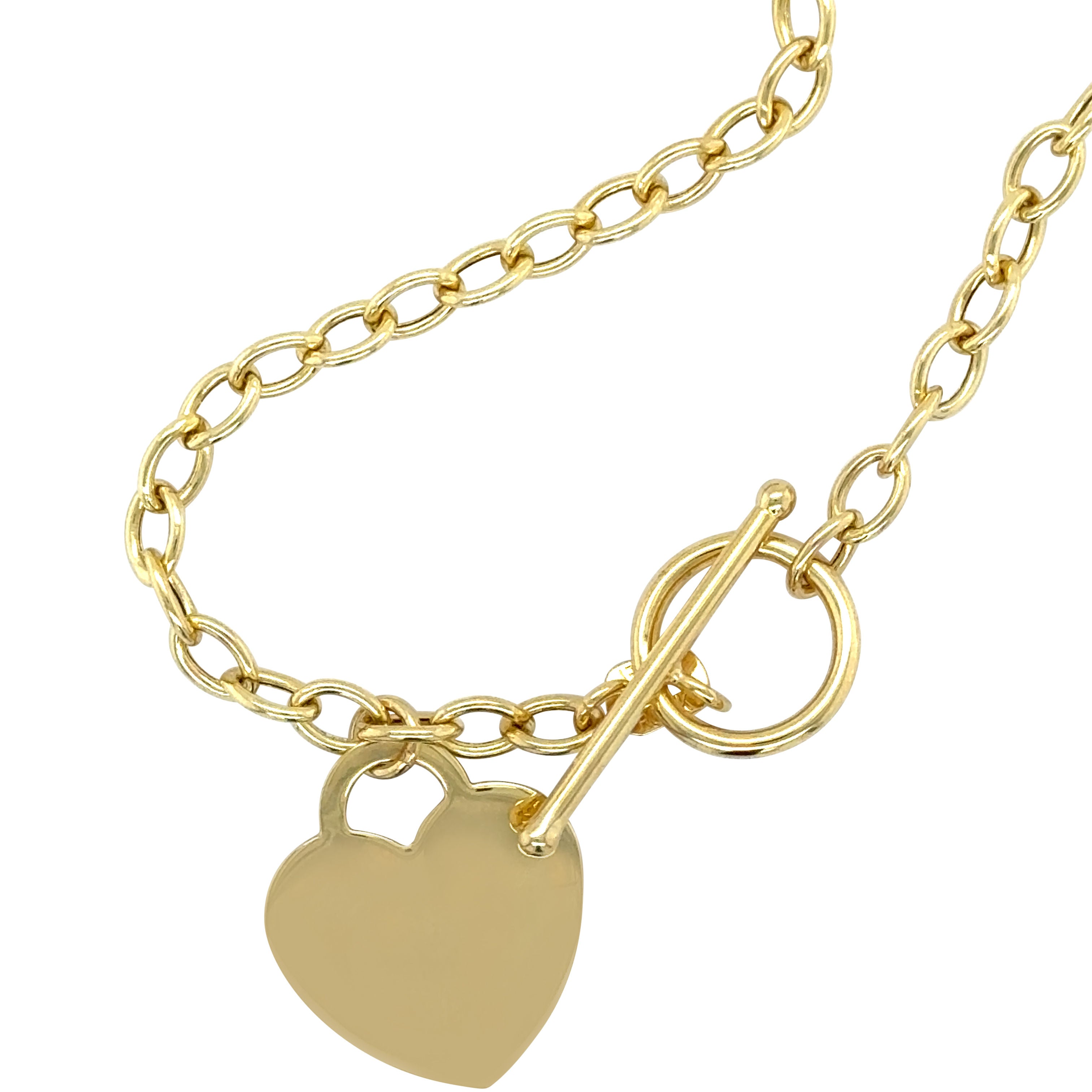 14K Gold Heart Charm Toggle Necklace