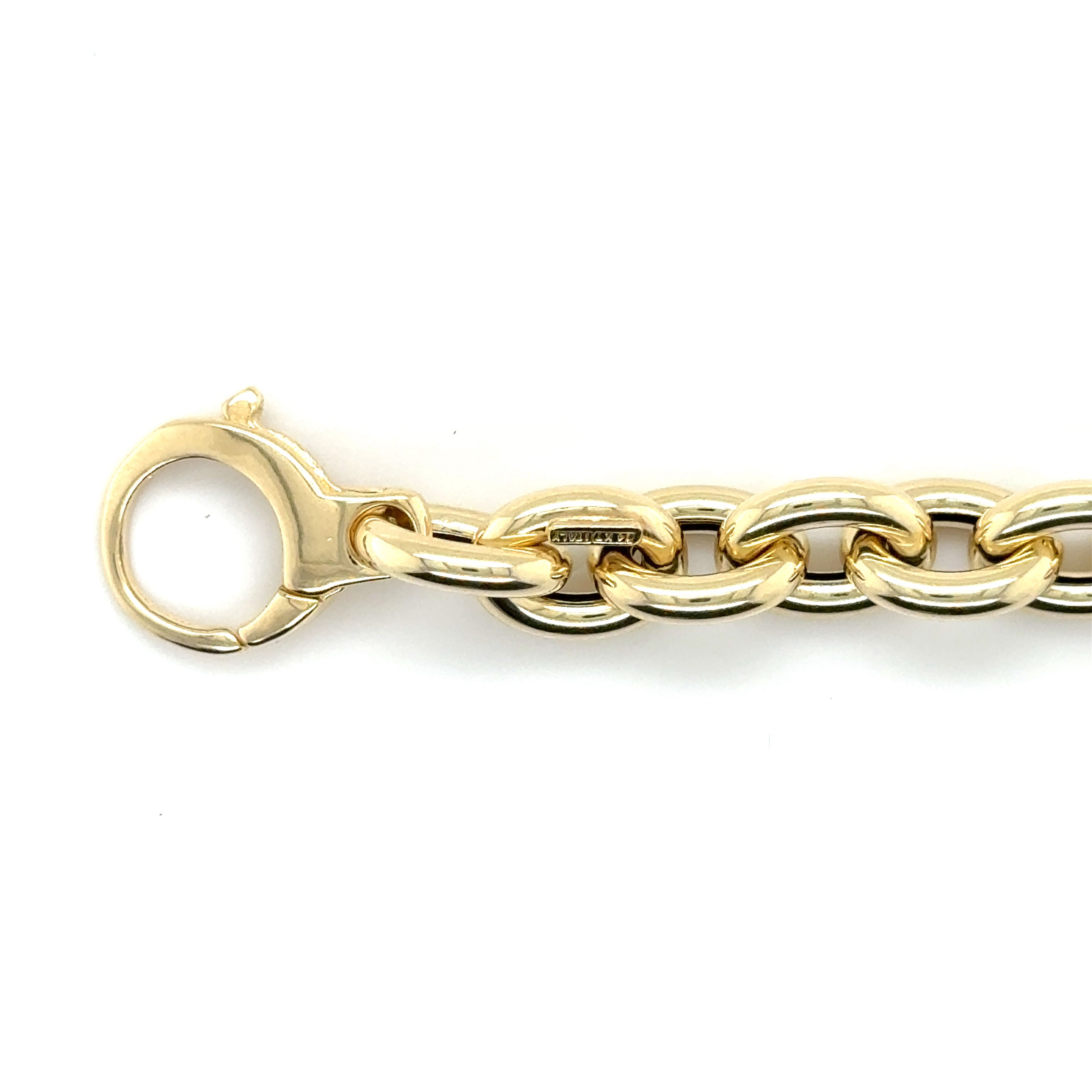14K YELLOW GOLD THICK ROLO NECKLACE ROUND LINK WOMEN