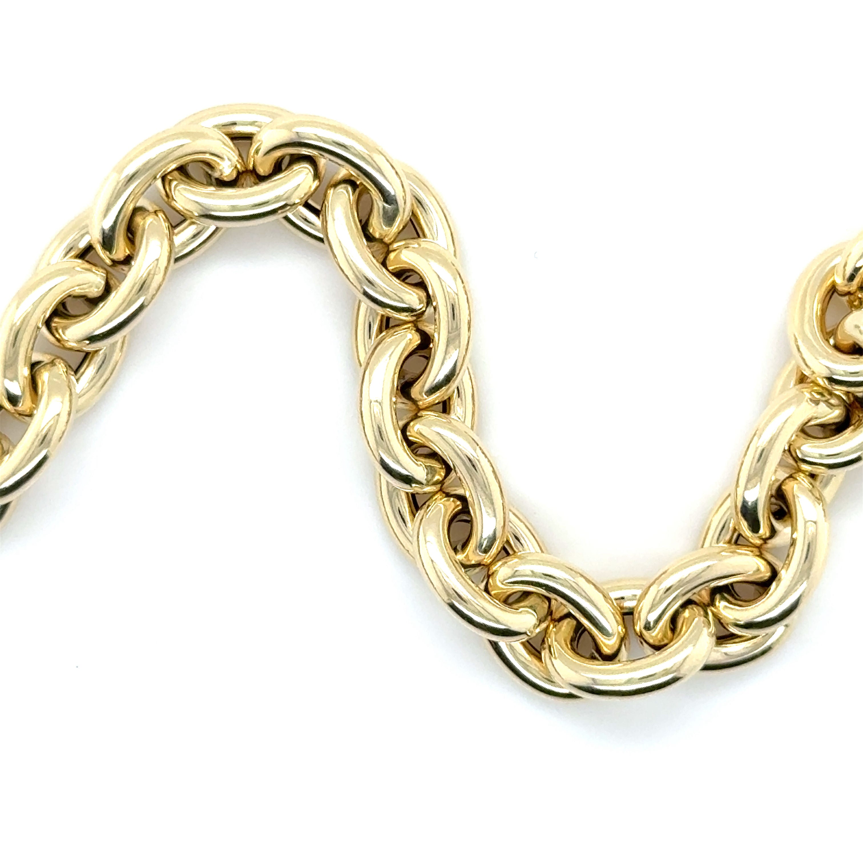 14K YELLOW GOLD THICK ROLO NECKLACE ROUND LINK WOMEN