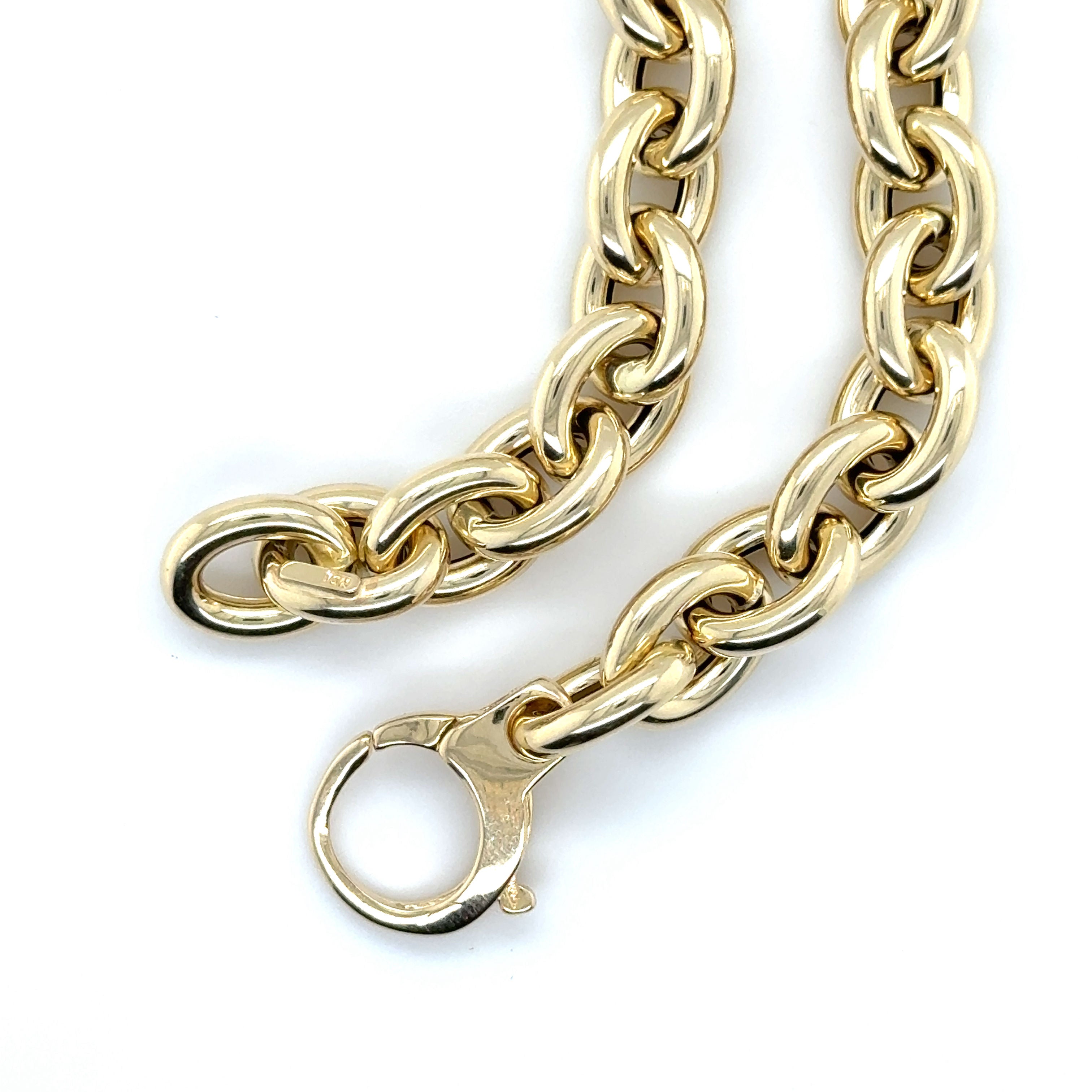 14K YELLOW GOLD THICK ROLO NECKLACE ROUND LINK WOMEN