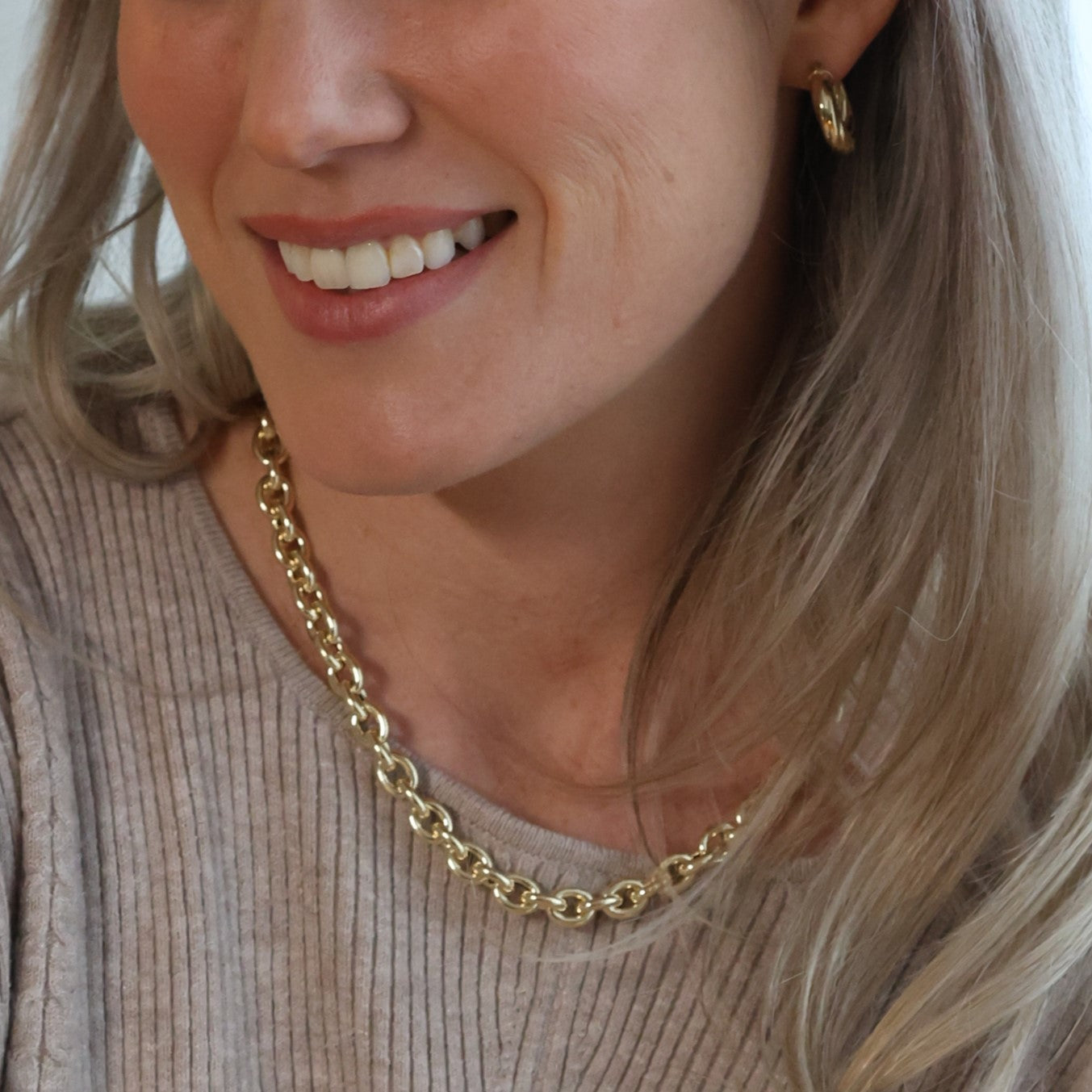 14K YELLOW GOLD THICK ROLO NECKLACE ROUND LINK WOMEN