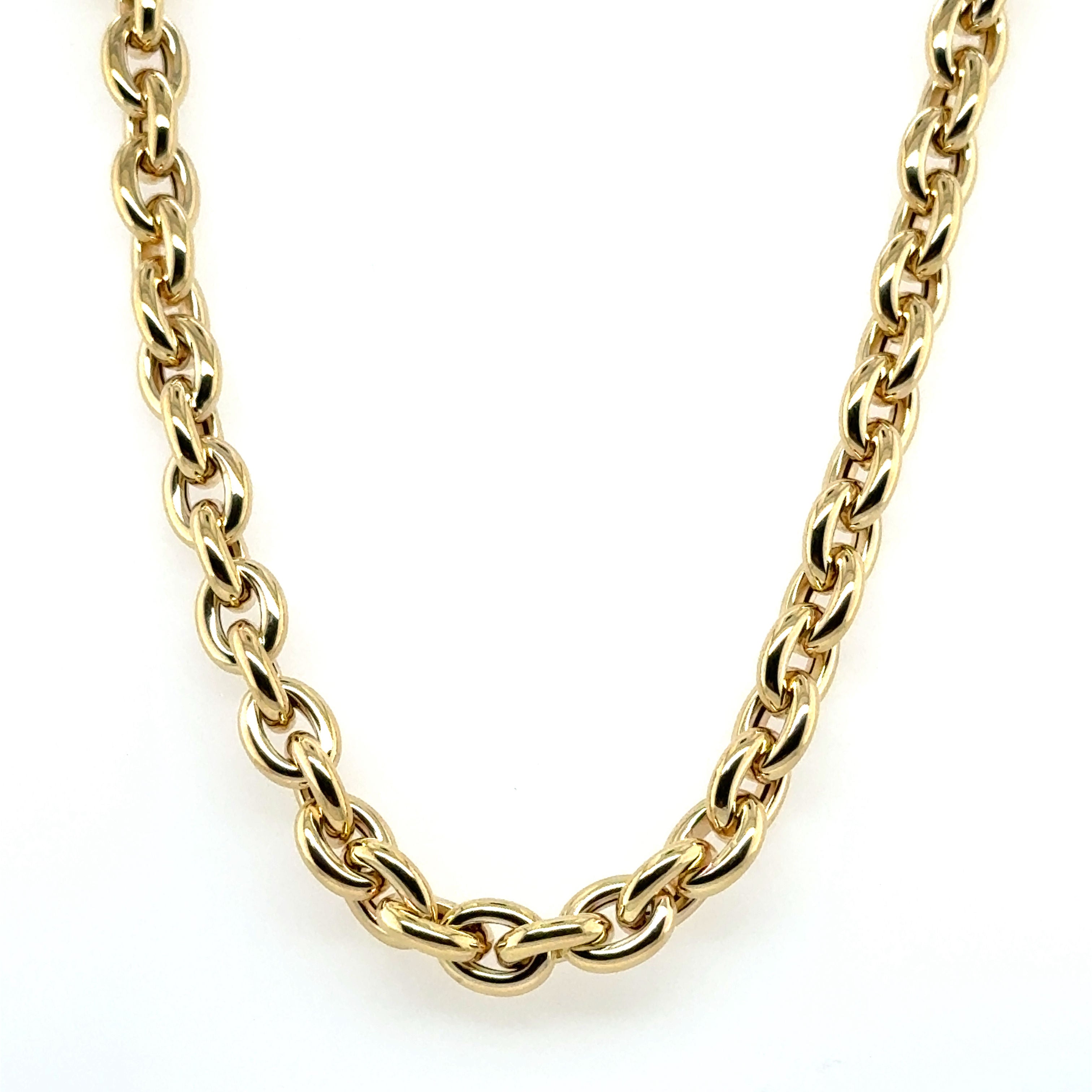 14K Yellow Gold 6.2 mm Rolo Link Chain Necklace Women