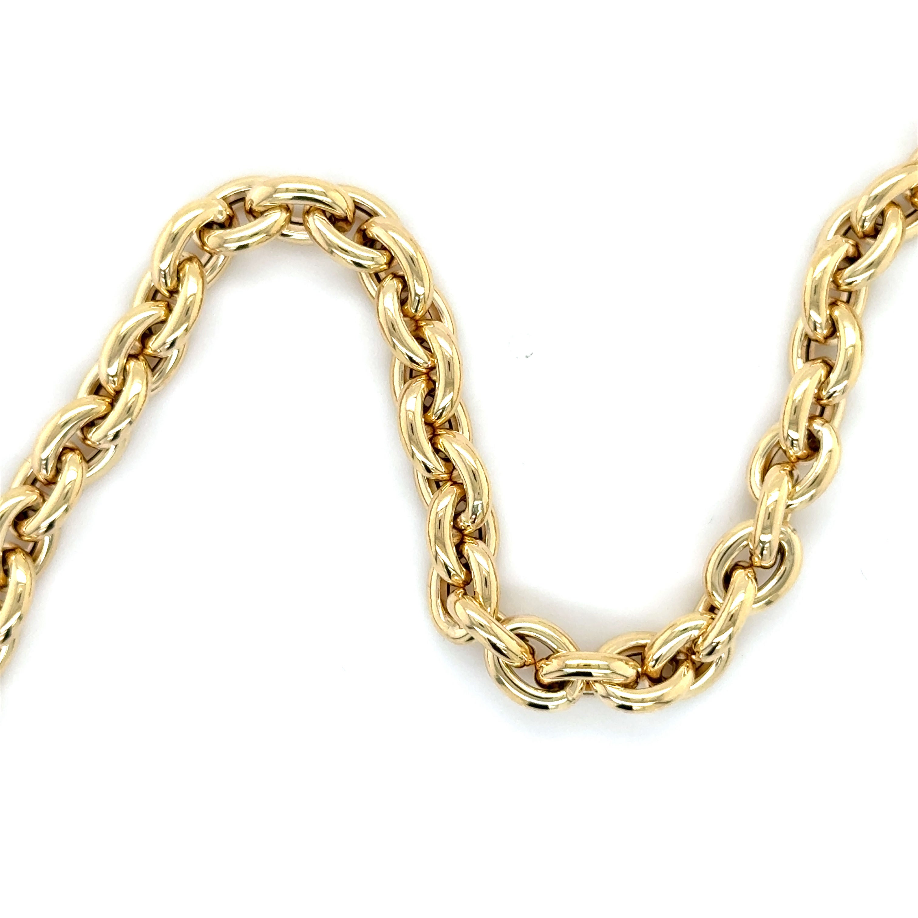 14K Yellow Gold 6.2 mm Rolo Link Chain Necklace Women