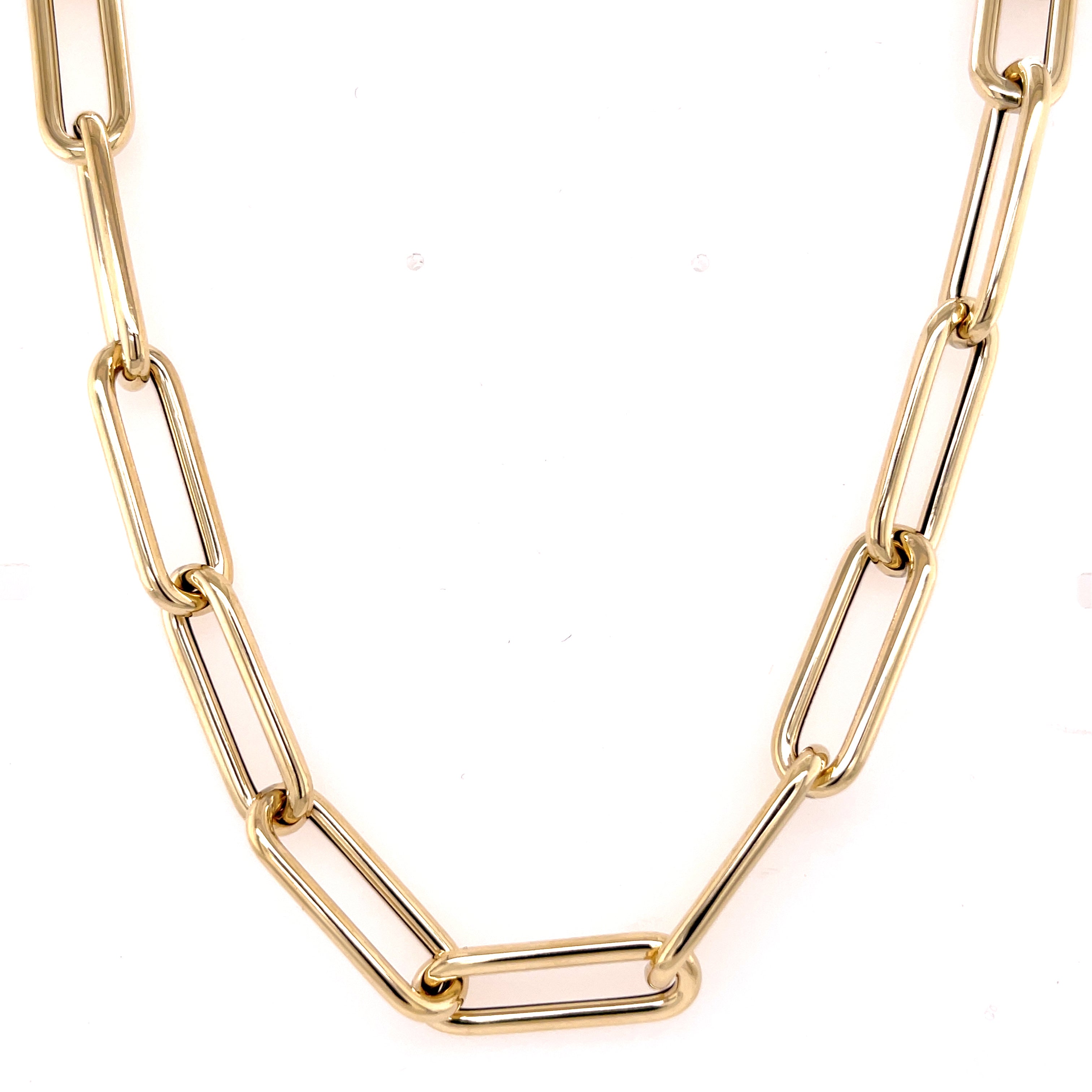 14K YELLOW GOLD CHUNKY PAPERCLIP NECKLACE