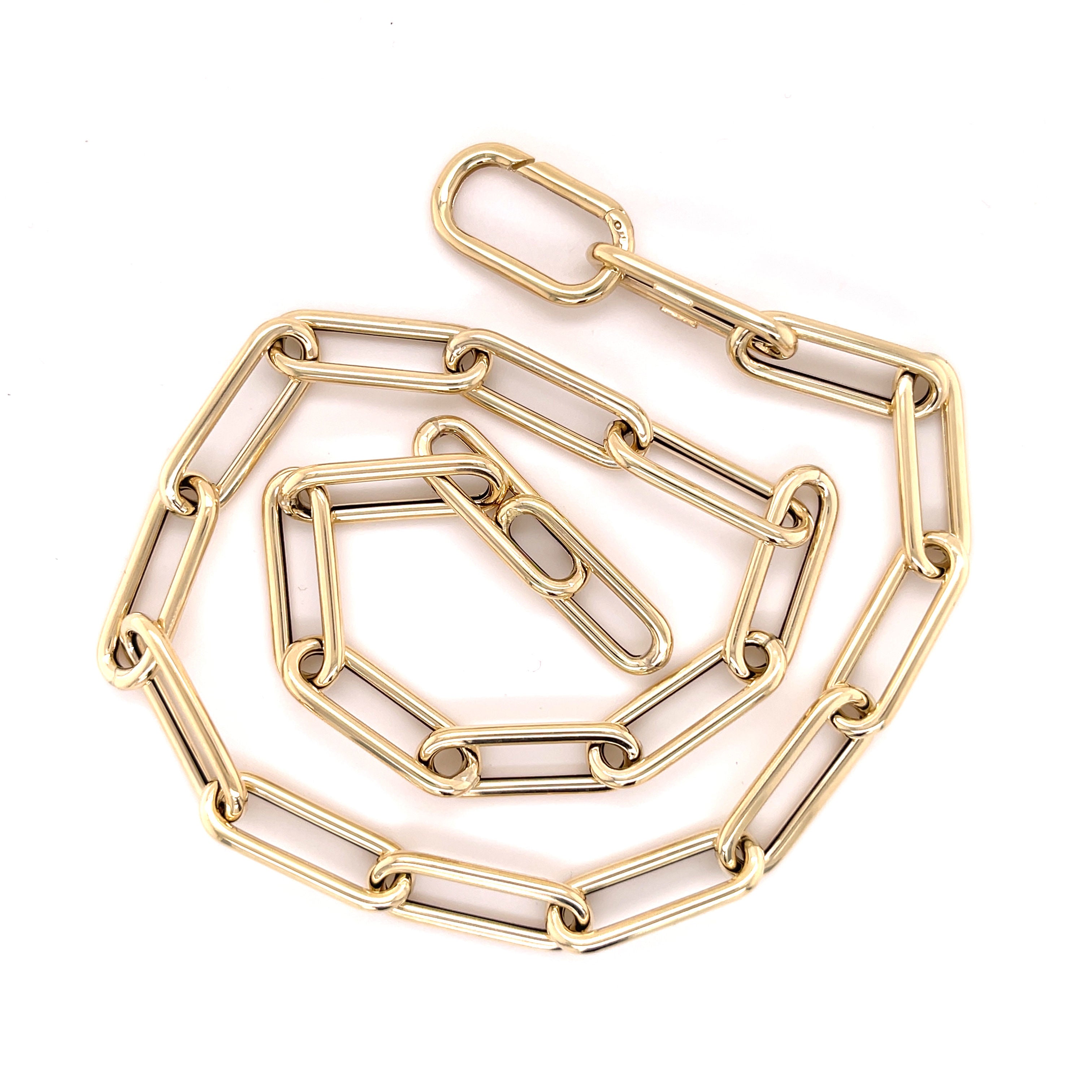 14K Gold Rounded Paperclip Necklace