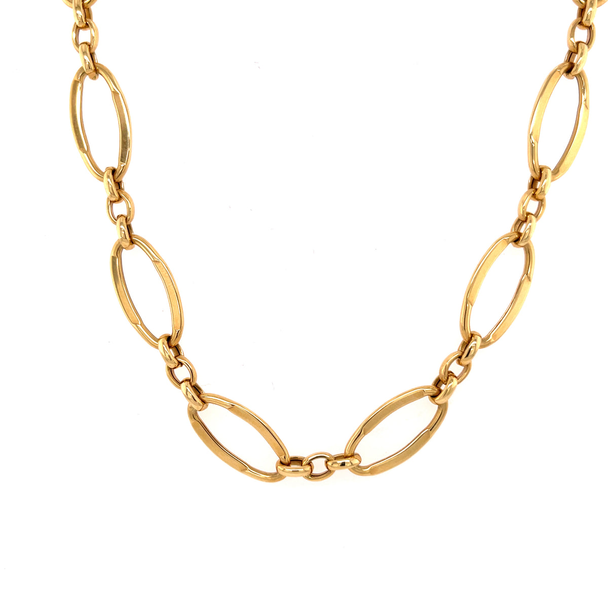 14K Yellow Gold Large Oval Link Necklace, 10mm, 18"