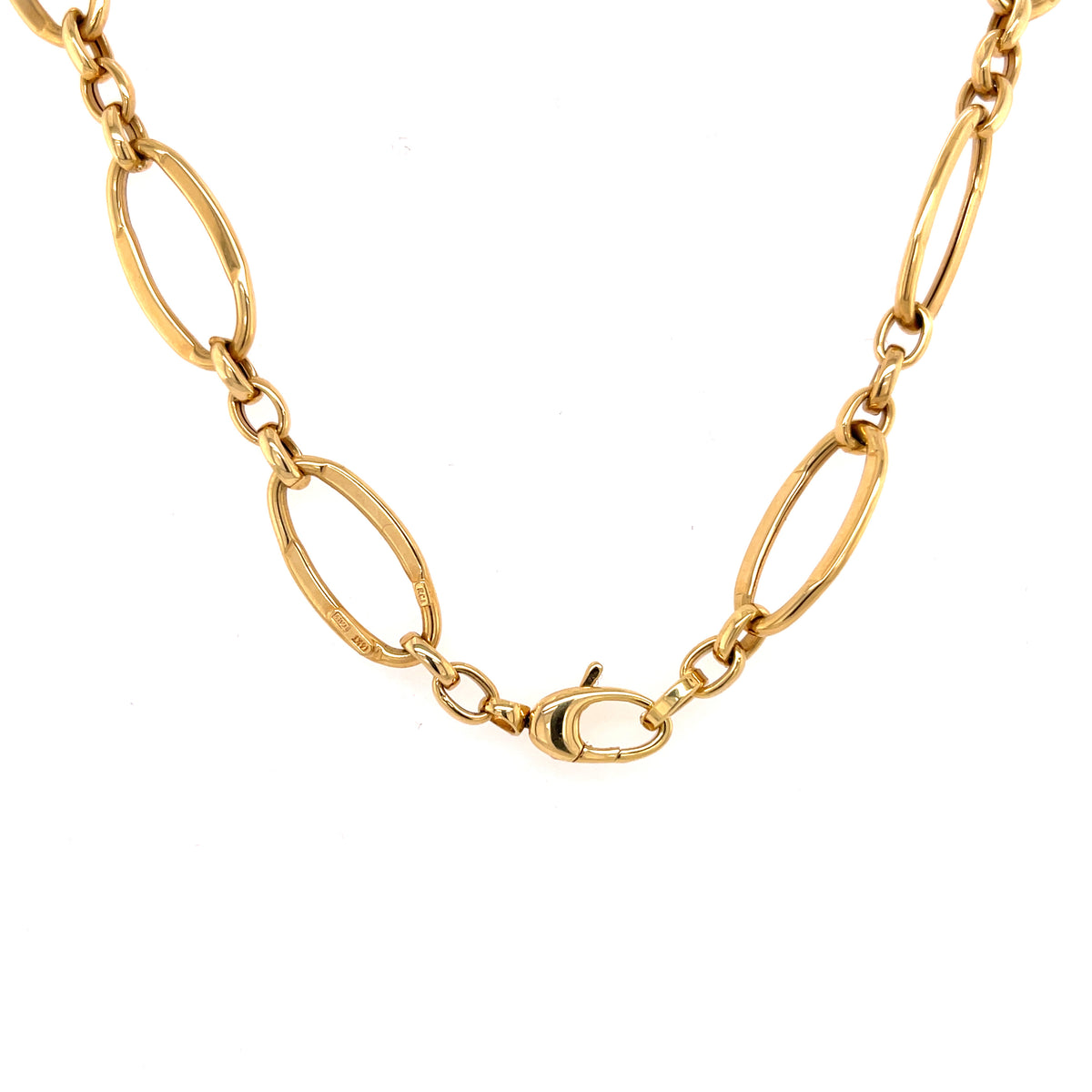 14K Yellow Gold Large Oval Link Necklace, 10mm, 18"