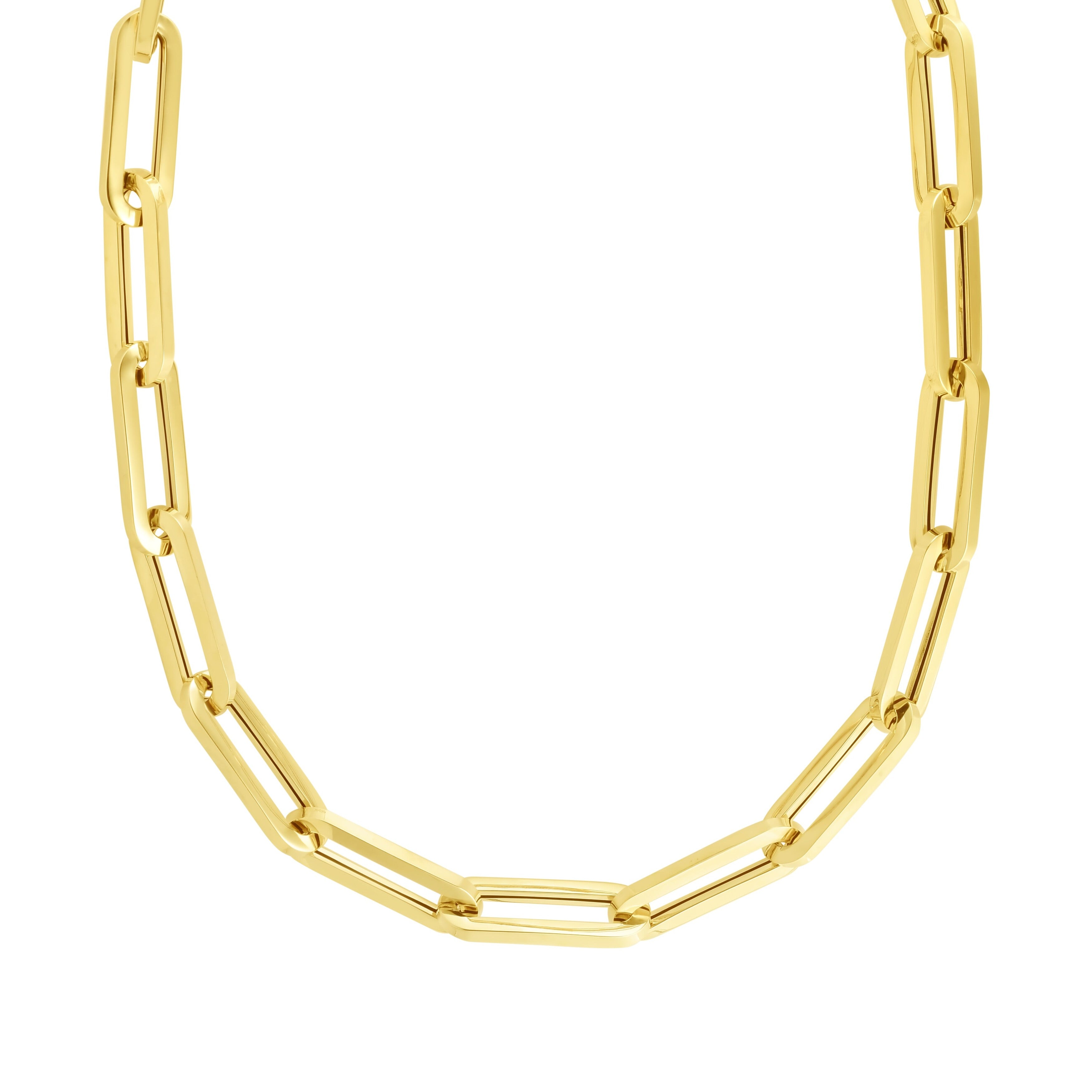 14K Yellow Gold Chunky 10 mm Paperclip Link Necklace