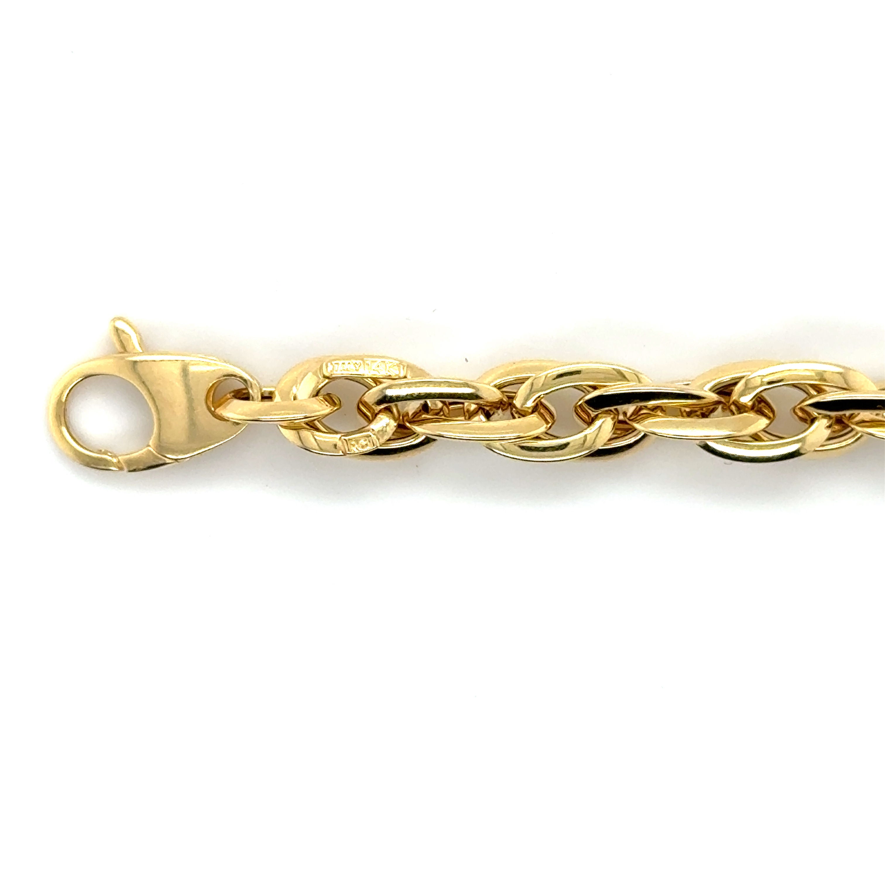 14K Gold Chunky Graduated Interlocking Oval Link Necklace