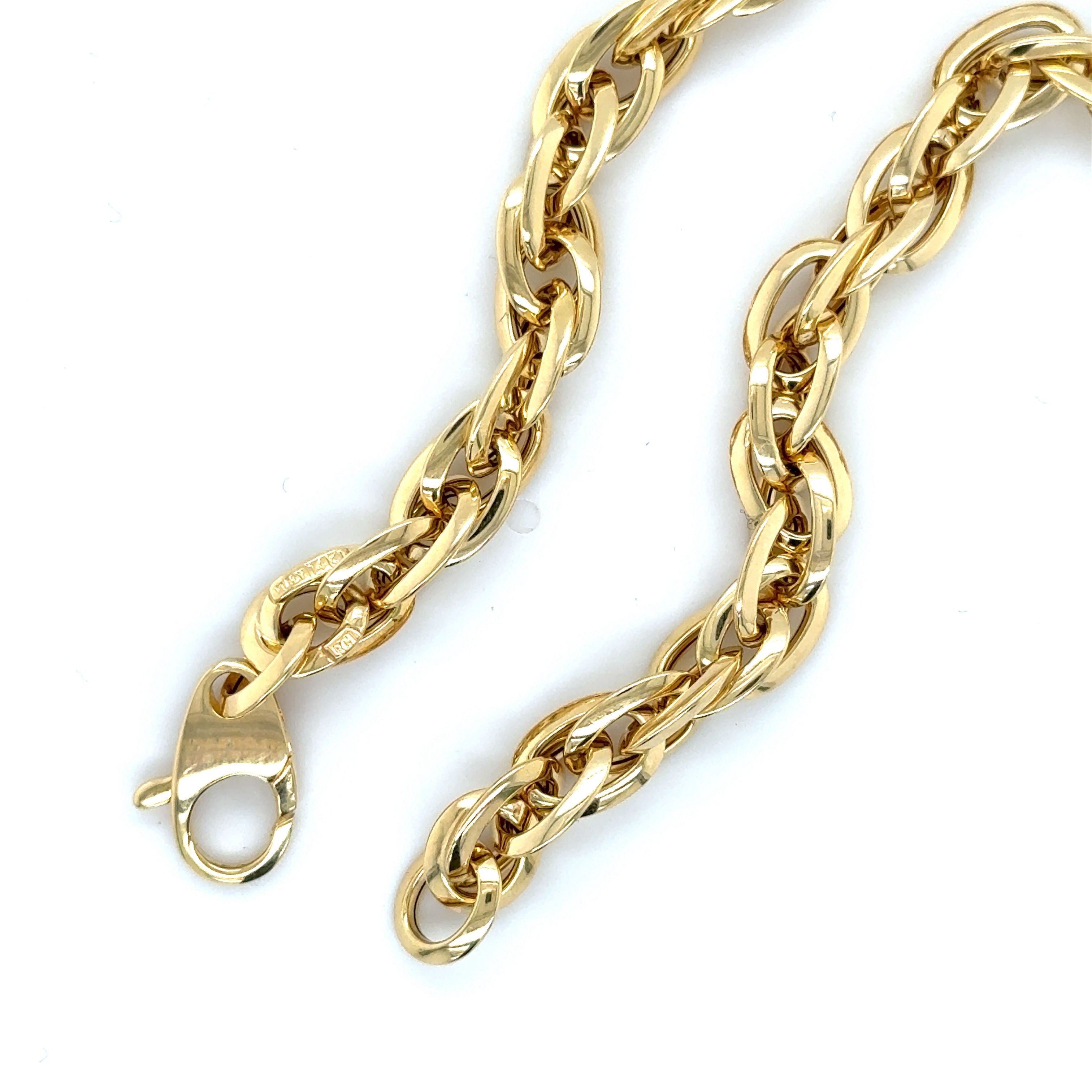 14K Gold Chunky Graduated Interlocking Oval Link Necklace