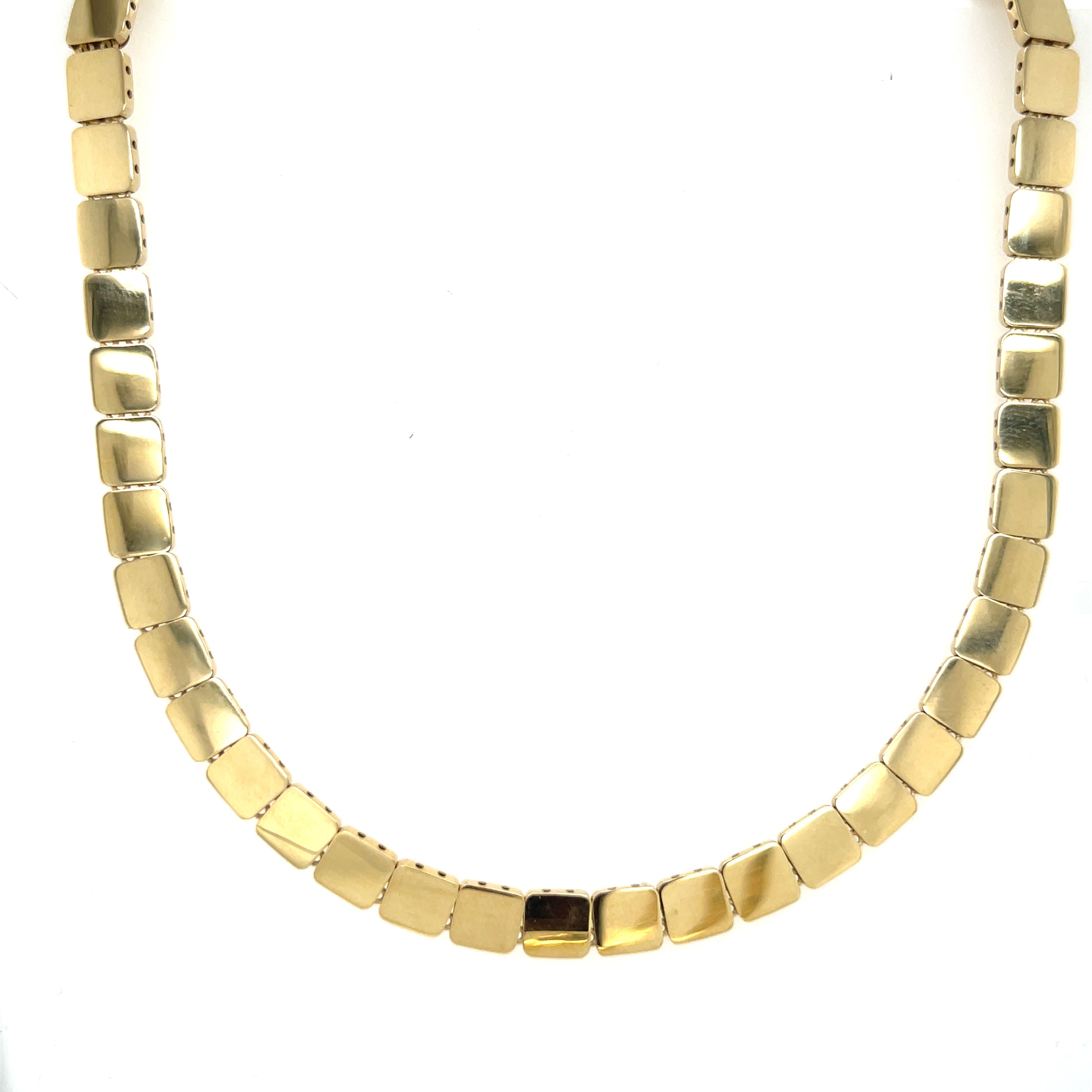 14K Gold Square Link Necklace