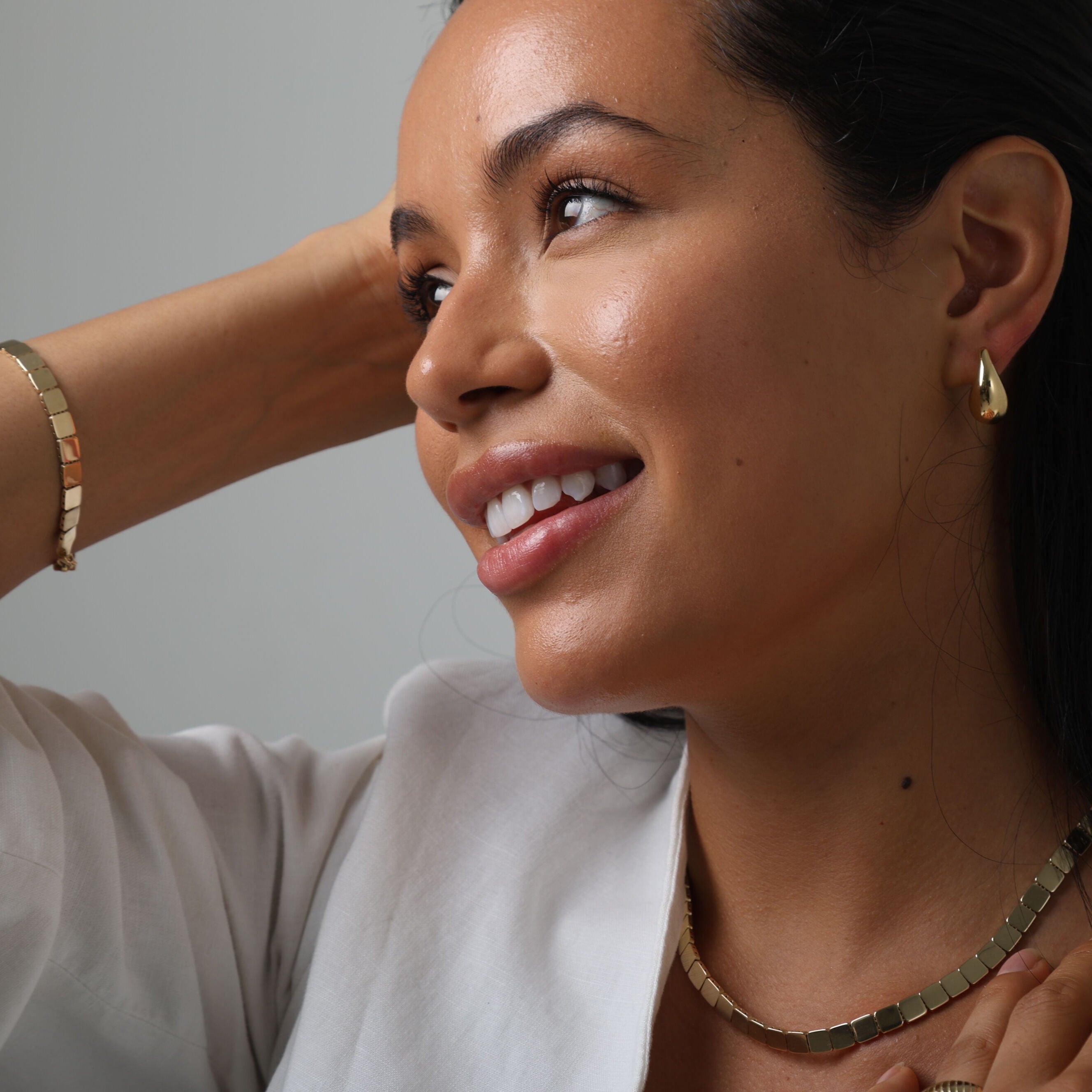 14K Gold Square Link Necklace