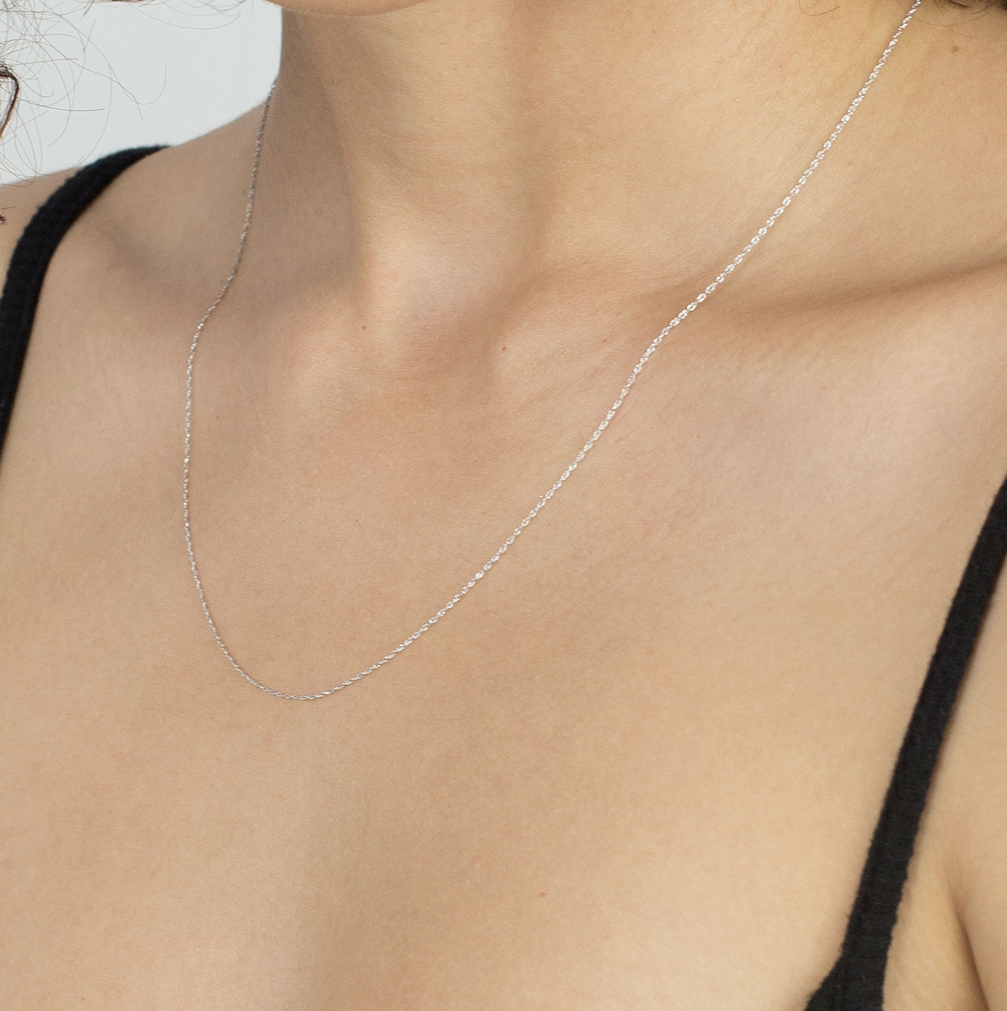 14K White Gold Dainty Rope Chain