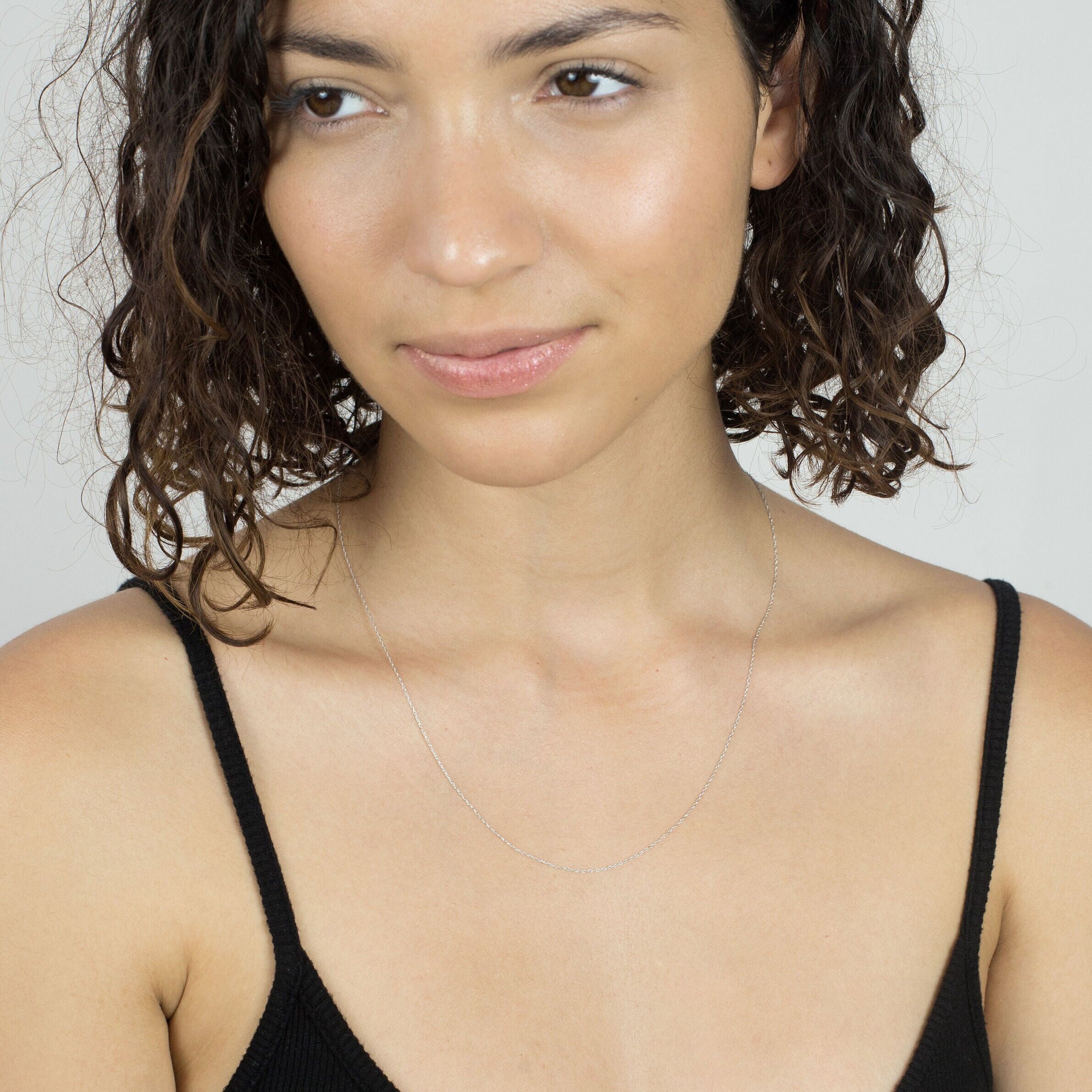 14K White Gold Dainty Rope Chain