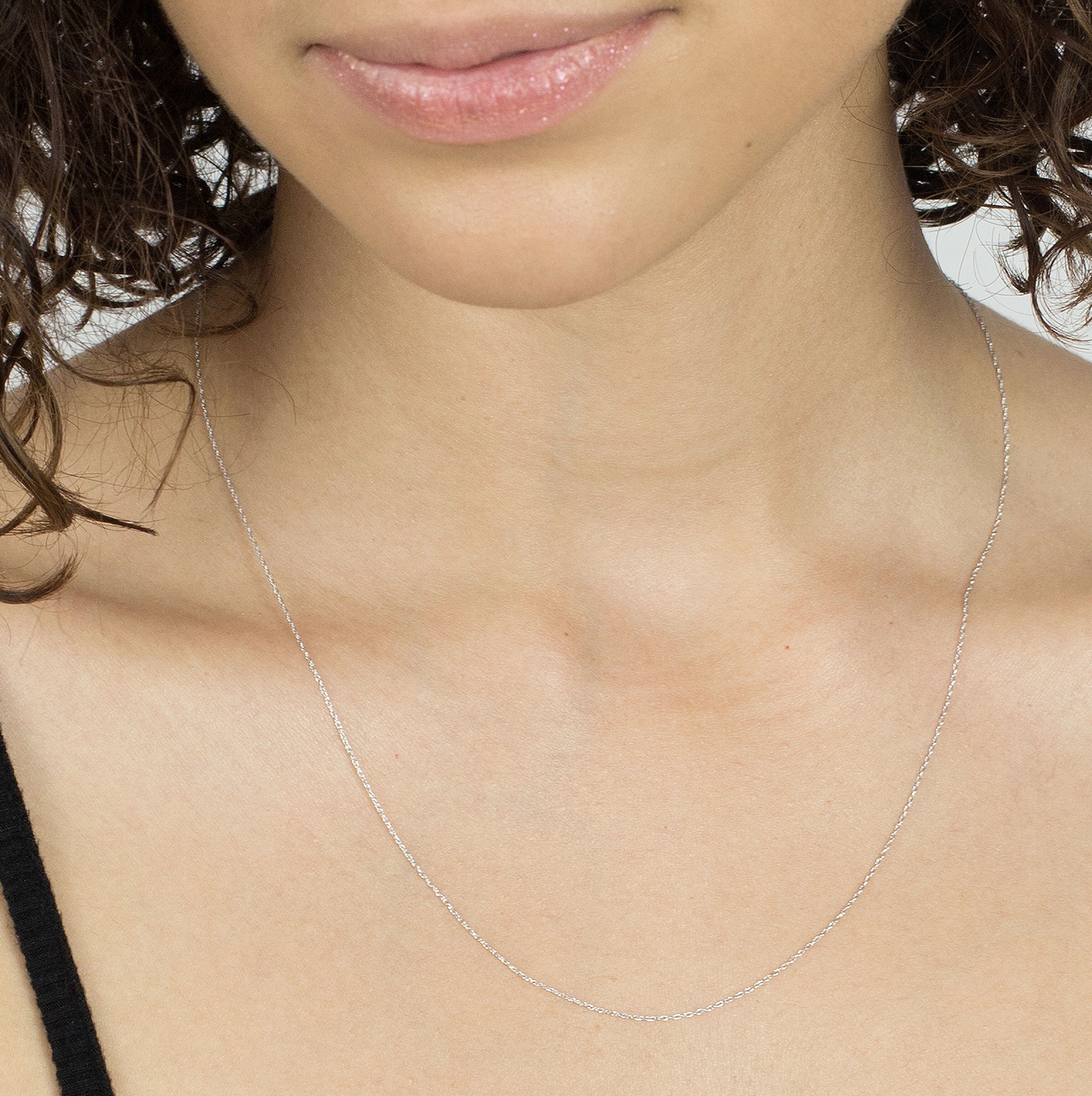 14K White Gold Dainty Rope Chain