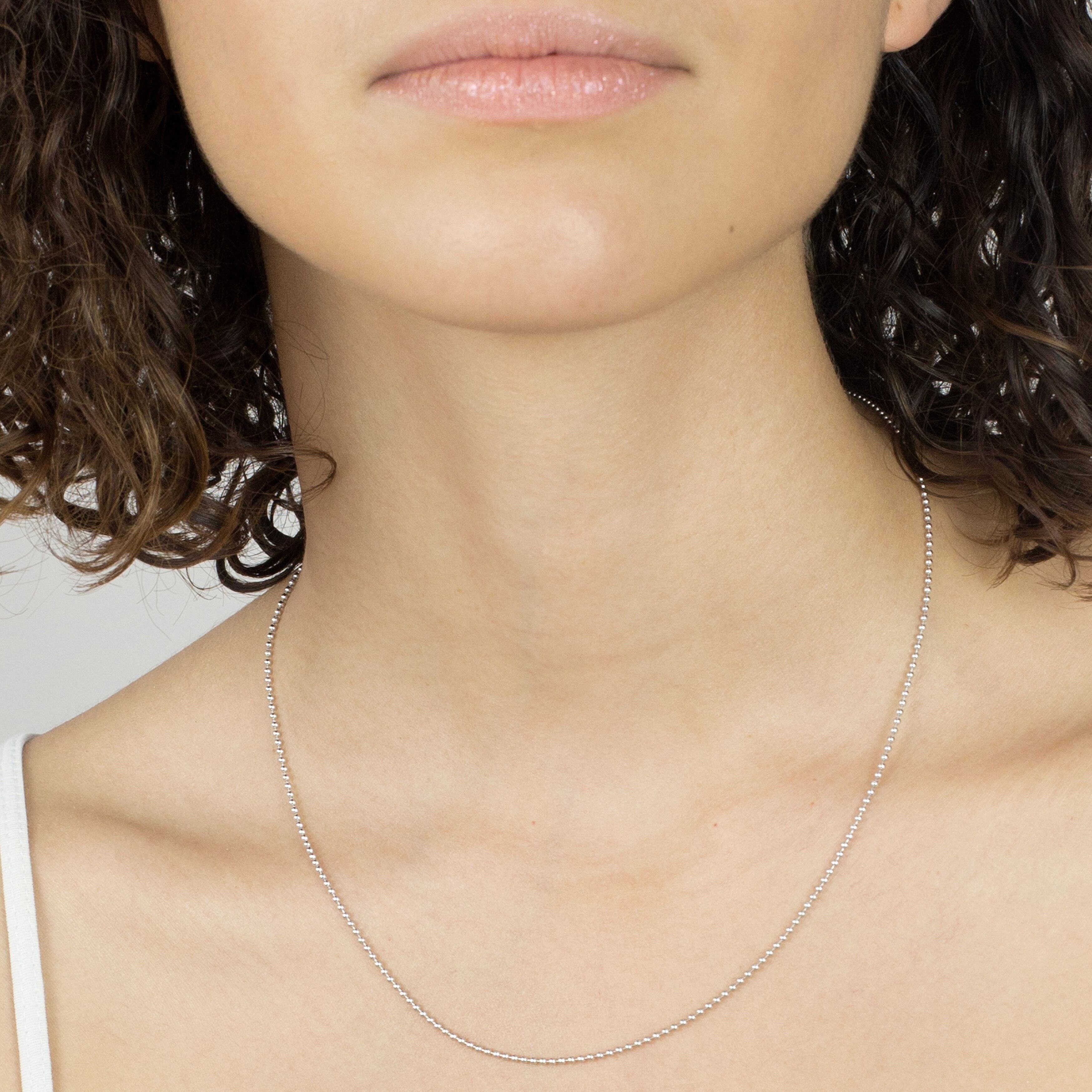 14K White Gold 1.5 mm Ball Necklace