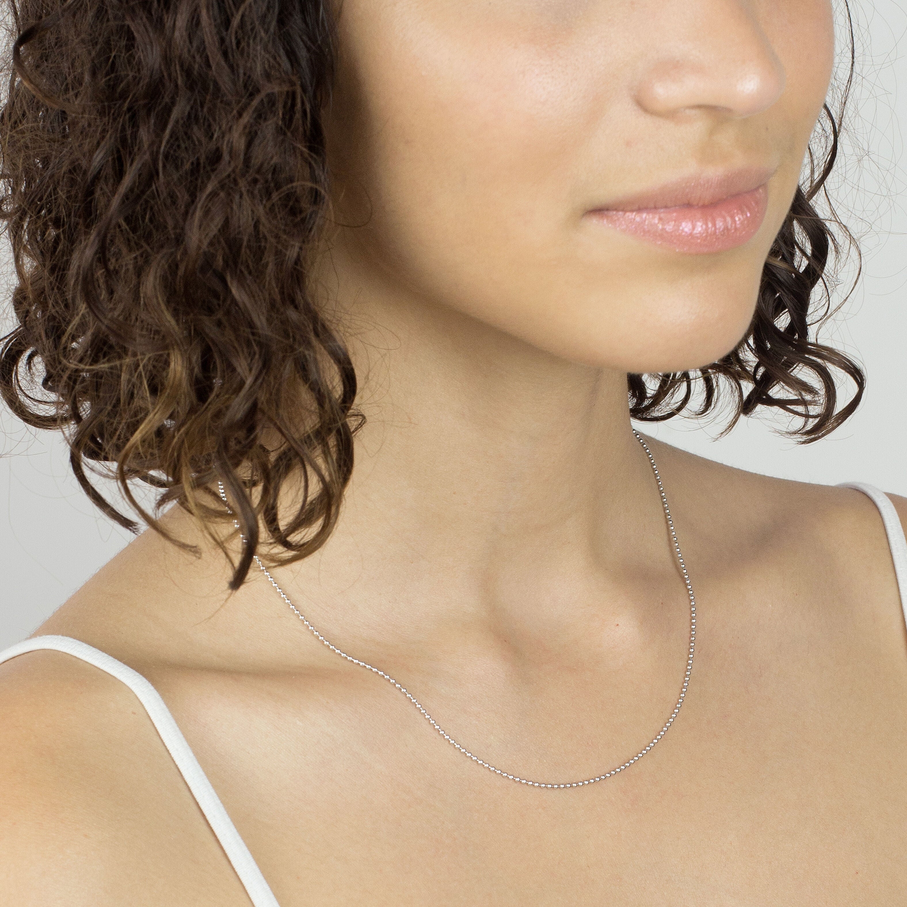 14K White Gold 1.5 mm Ball Necklace