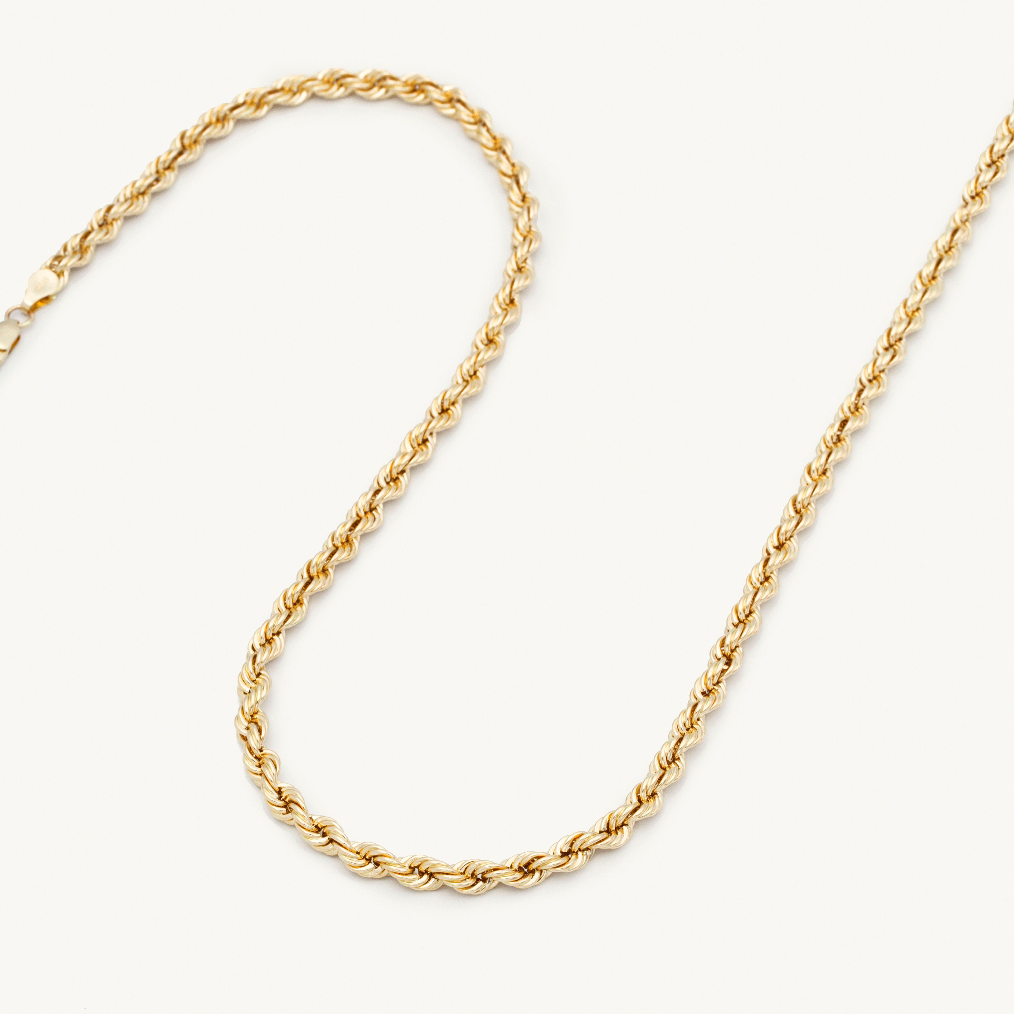 14K YELLOW GOLD THICK ROPE CHAIN NECKLACE WOMEN